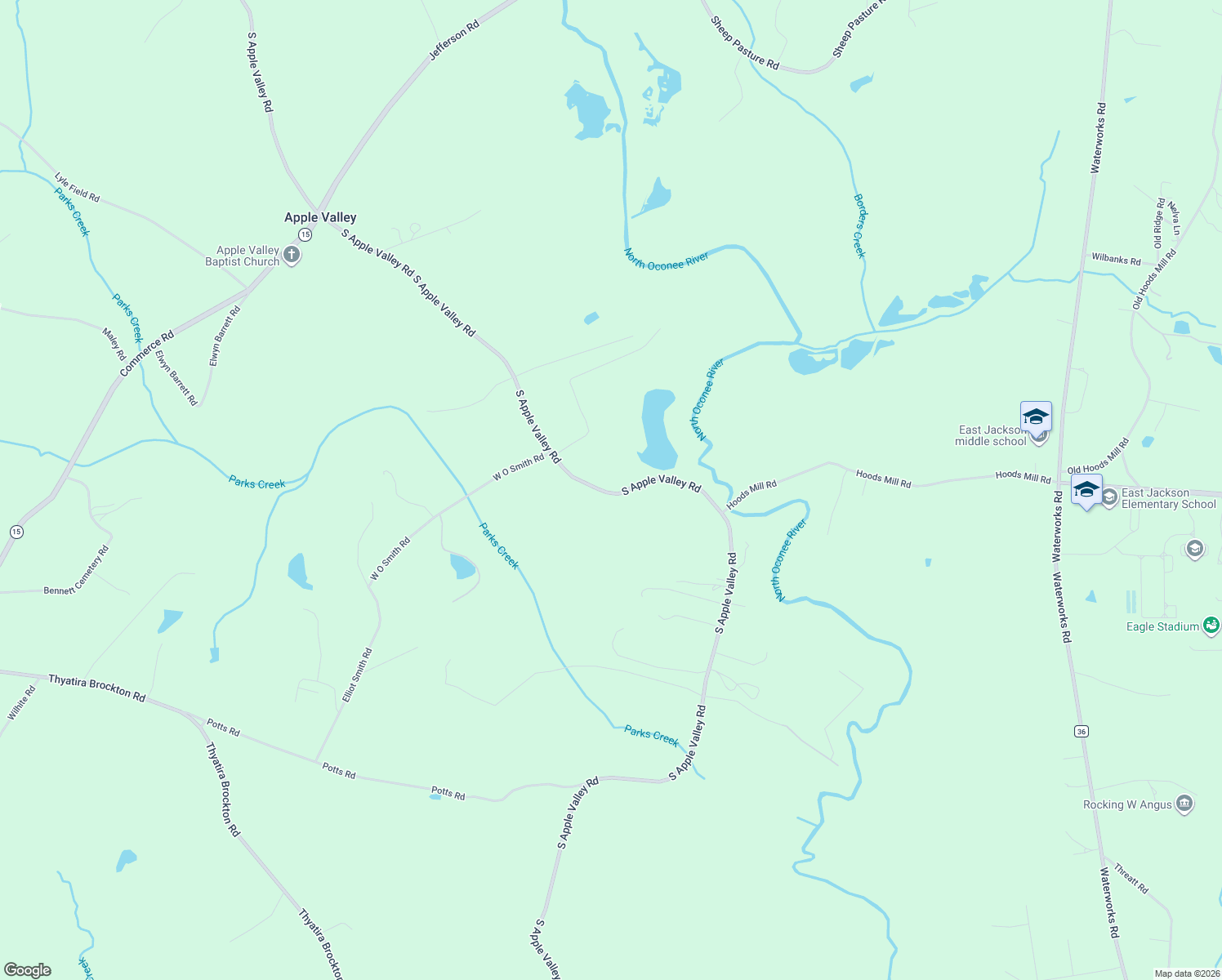 map of restaurants, bars, coffee shops, grocery stores, and more near 4801 South Apple Valley Road in Commerce