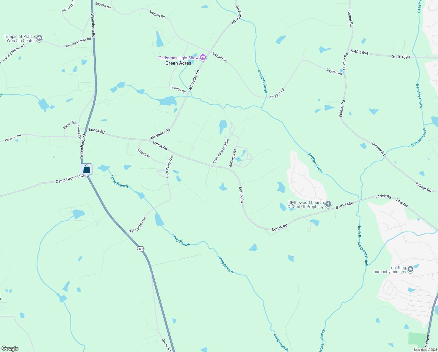 map of restaurants, bars, coffee shops, grocery stores, and more near 1308 Lorick Road in Blythewood