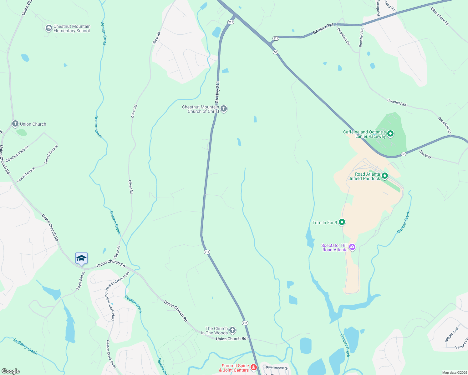 map of restaurants, bars, coffee shops, grocery stores, and more near 5341 Stillwater Lane in Braselton
