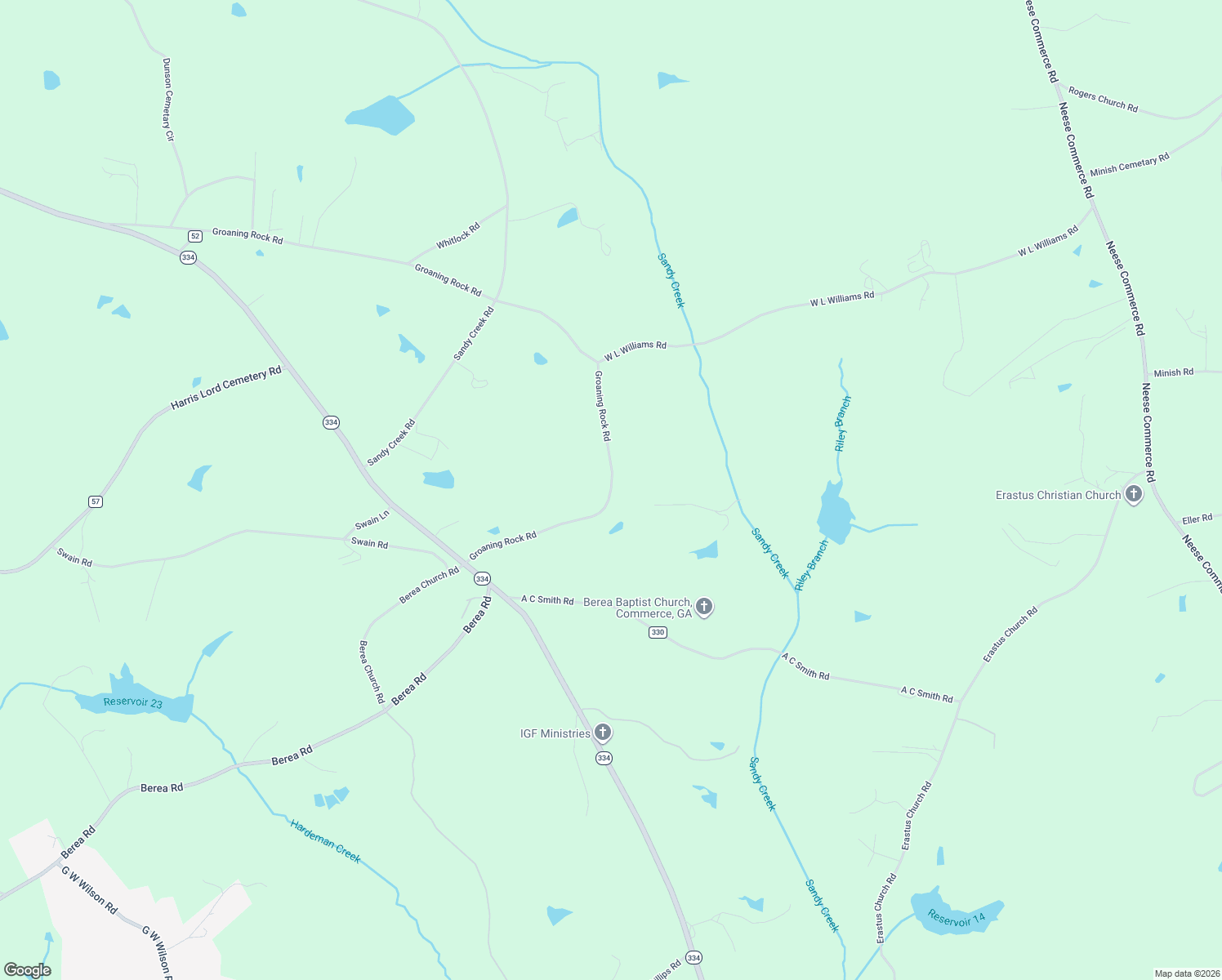 map of restaurants, bars, coffee shops, grocery stores, and more near 1823 Groaning Rock Rd in Commerce
