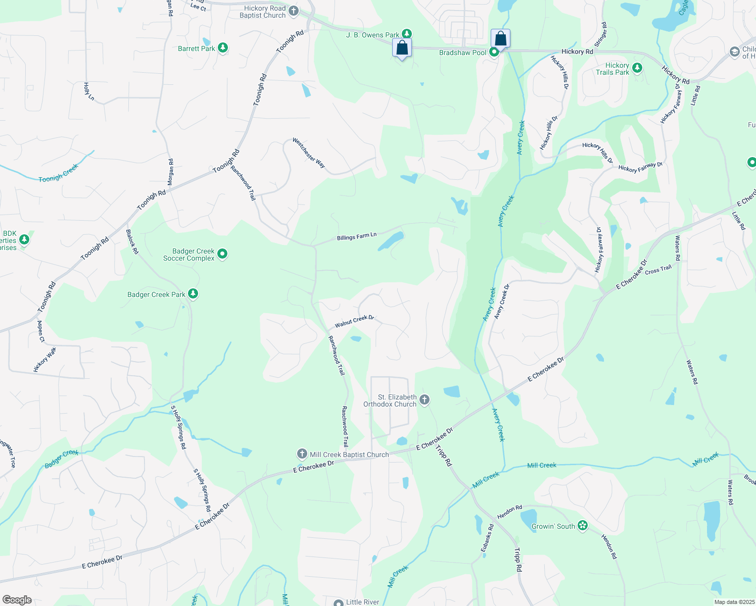 map of restaurants, bars, coffee shops, grocery stores, and more near 224 Mountain View Drive in Woodstock