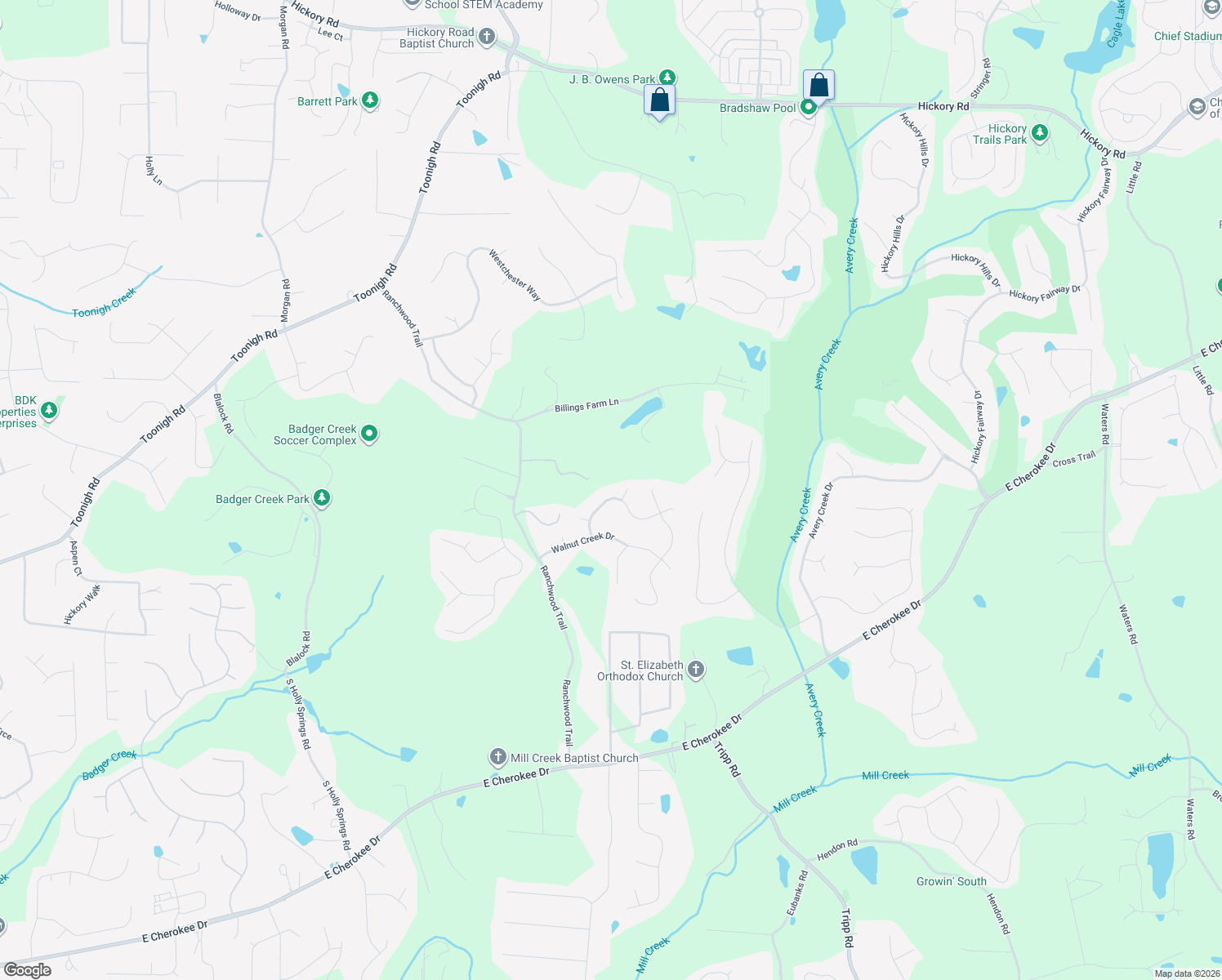 map of restaurants, bars, coffee shops, grocery stores, and more near 213 Mountain View Drive in Woodstock