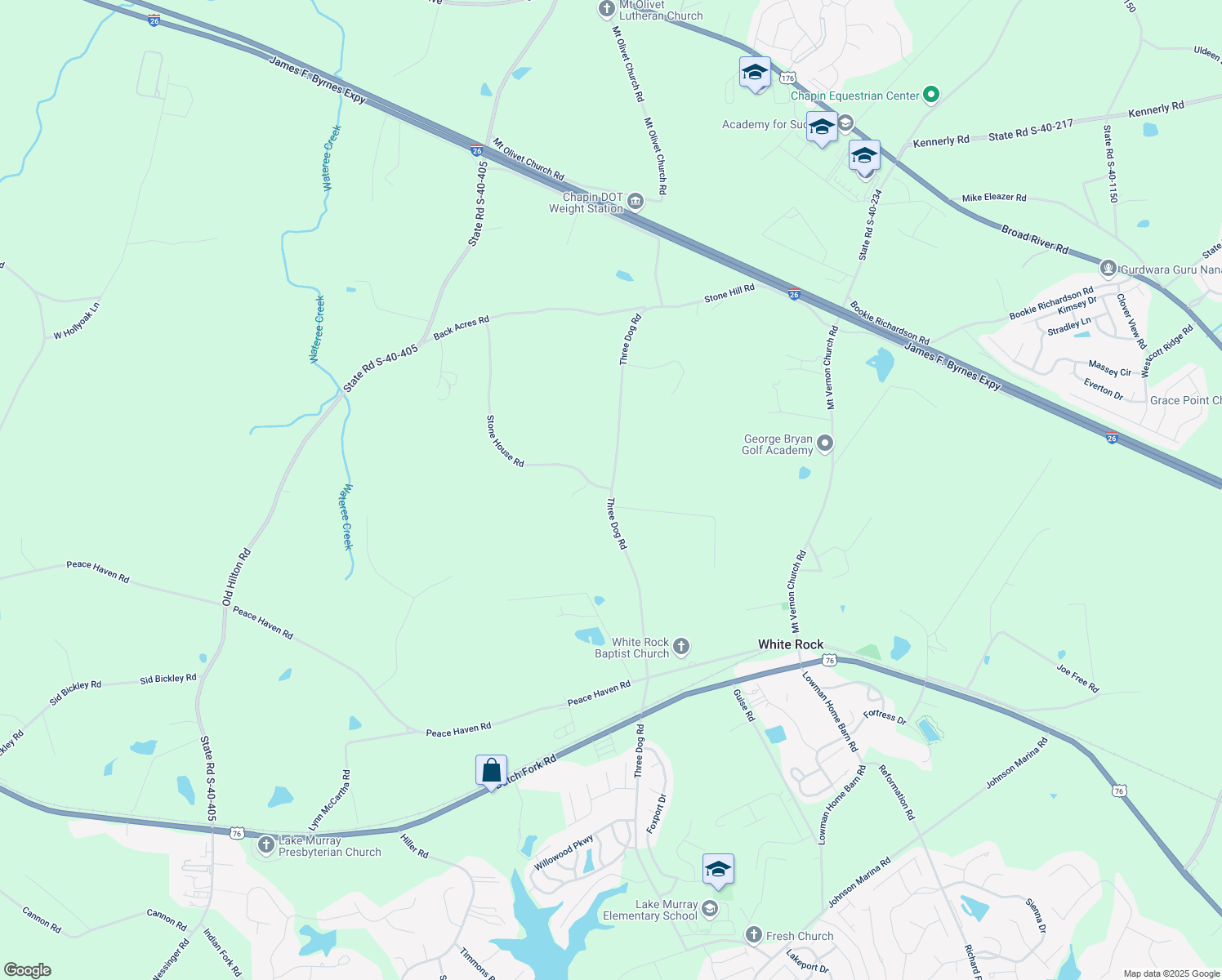 map of restaurants, bars, coffee shops, grocery stores, and more near 1100 Three Dog Road in Chapin