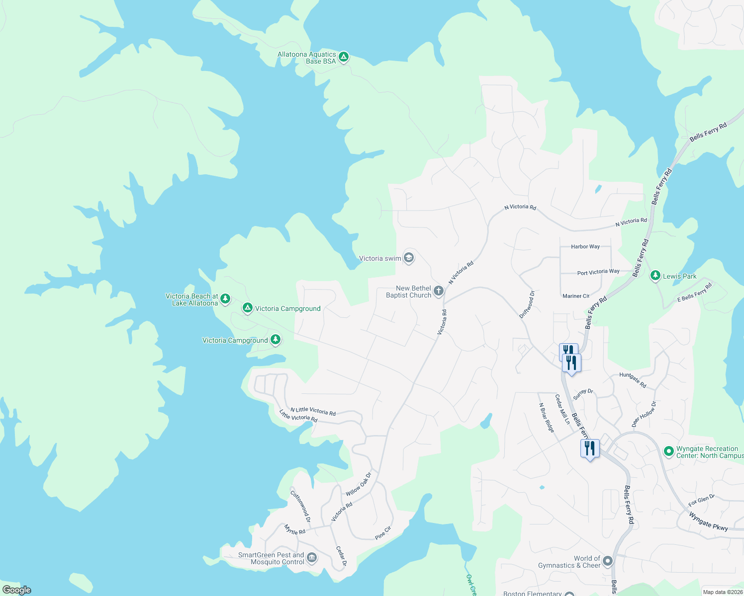 map of restaurants, bars, coffee shops, grocery stores, and more near 713 Cedar Creek Way in Woodstock