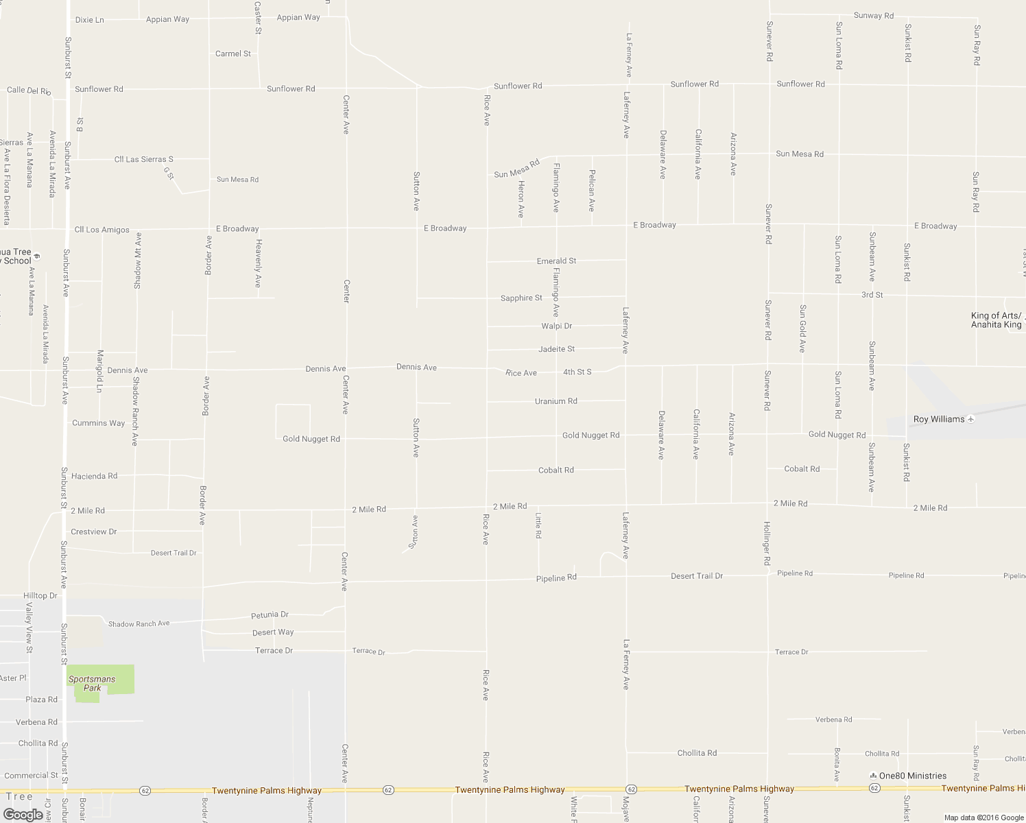 map of restaurants, bars, coffee shops, grocery stores, and more near 63385 Uranium Road in Joshua Tree