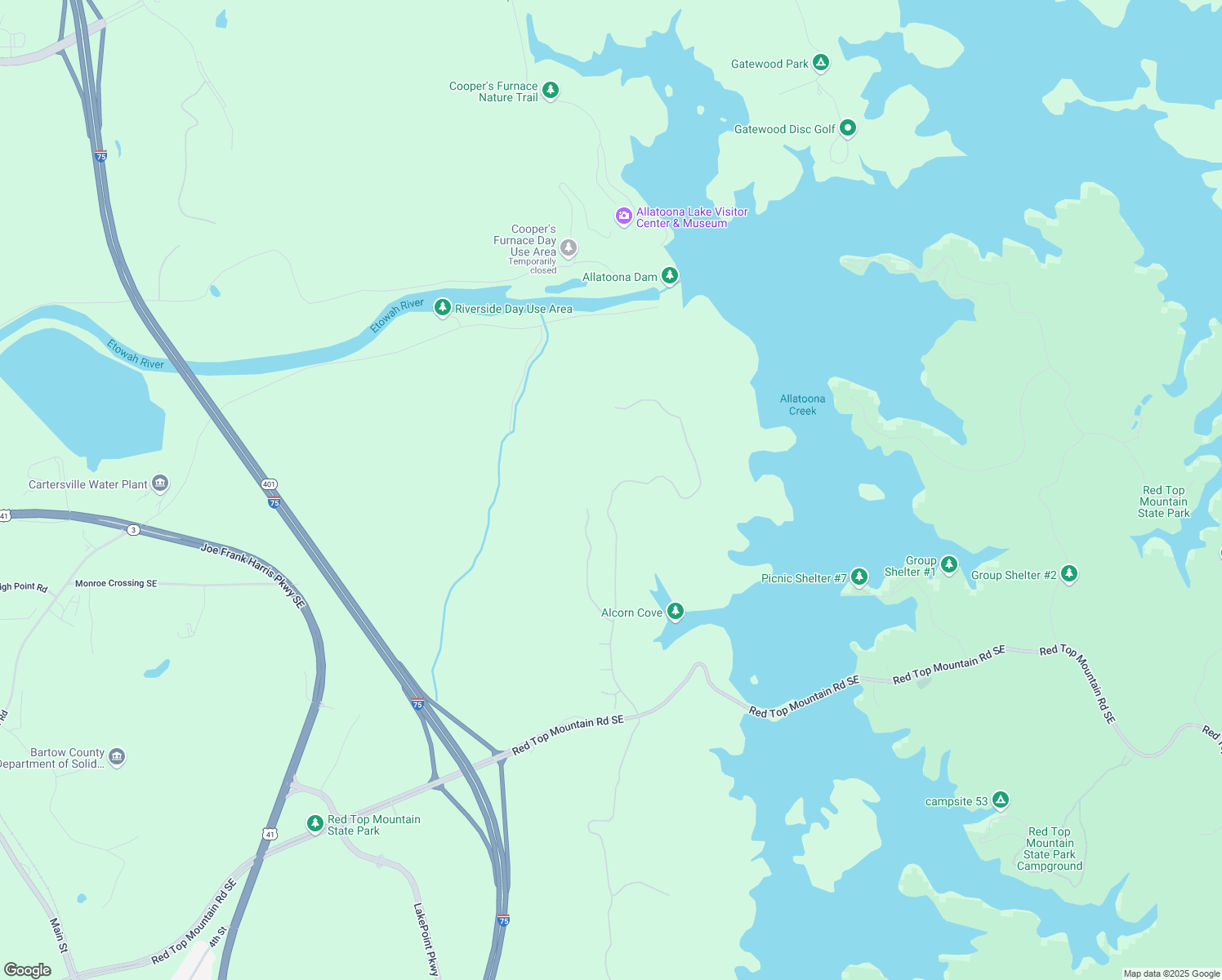 map of restaurants, bars, coffee shops, grocery stores, and more near 103 Somerset Lane in Cartersville