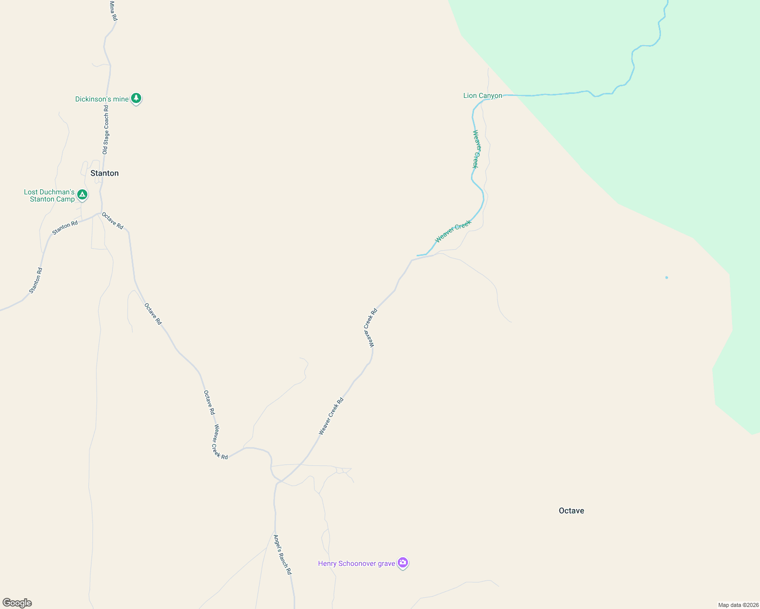 map of restaurants, bars, coffee shops, grocery stores, and more near Weaver Creek Road in Yavapai County