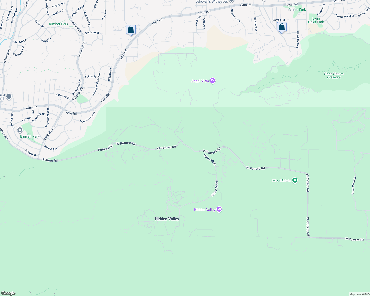 map of restaurants, bars, coffee shops, grocery stores, and more near 2400 West Potrero Road in Westlake Village