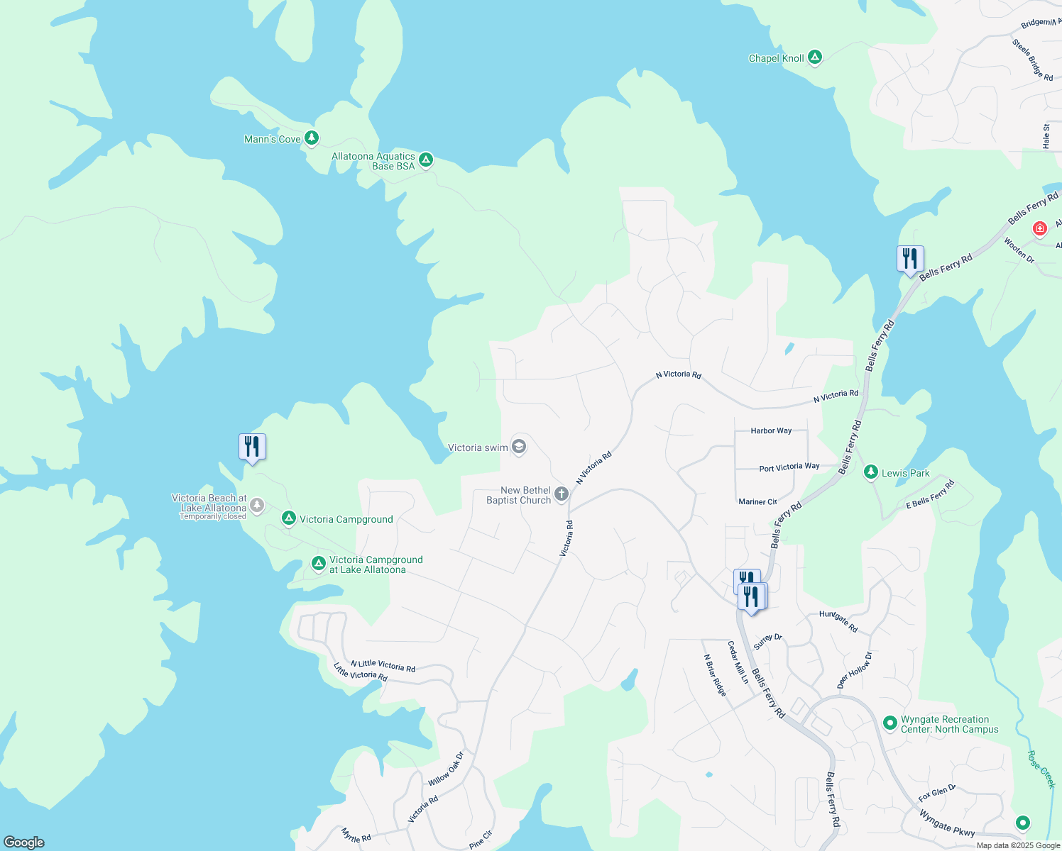 map of restaurants, bars, coffee shops, grocery stores, and more near 818 Victoria Place in Woodstock