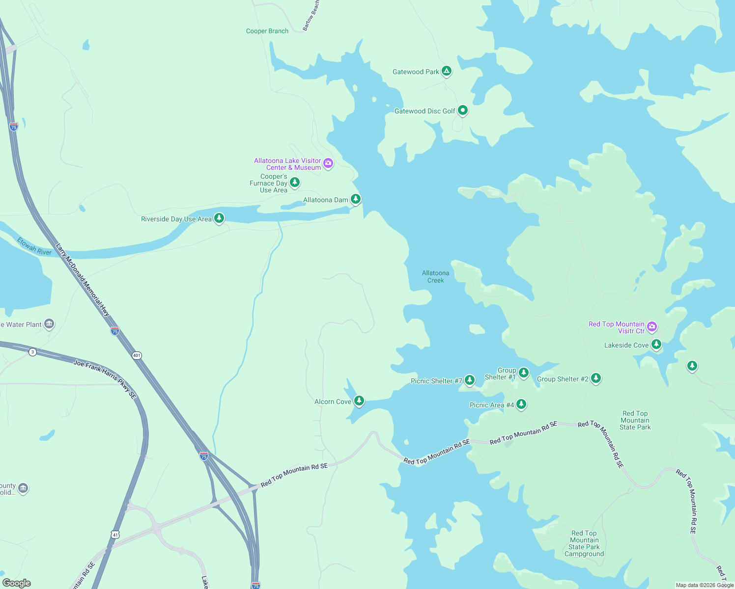 map of restaurants, bars, coffee shops, grocery stores, and more near 86 Somerset Lane in Cartersville