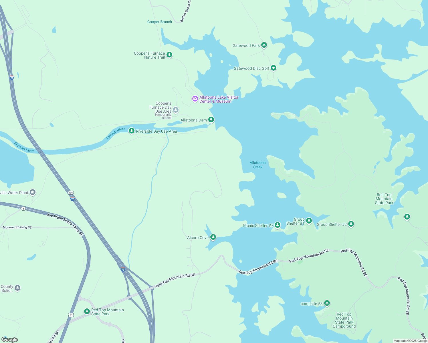 map of restaurants, bars, coffee shops, grocery stores, and more near 89 Somerset Lane in Cartersville
