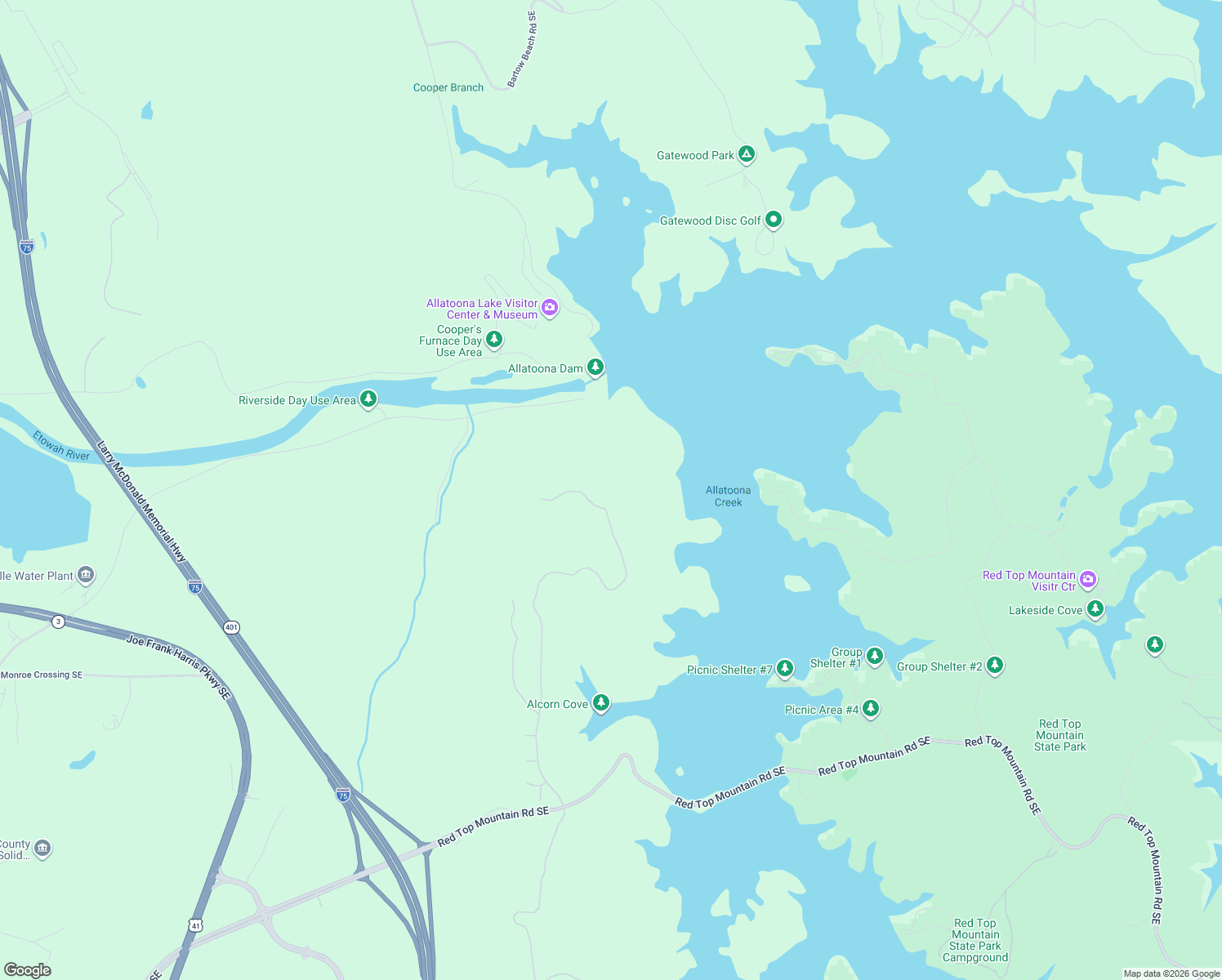 map of restaurants, bars, coffee shops, grocery stores, and more near 92 Somerset Lane in Cartersville