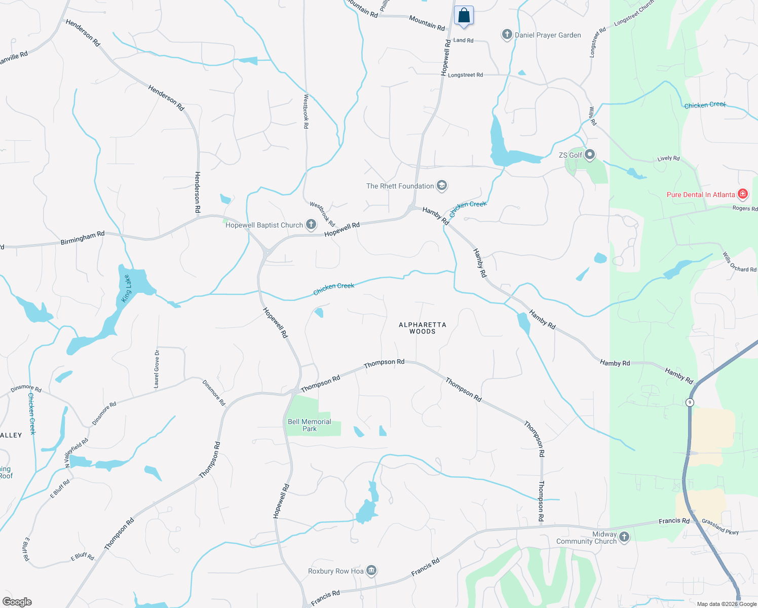 map of restaurants, bars, coffee shops, grocery stores, and more near 210 Orchard Bend Trail in Alpharetta