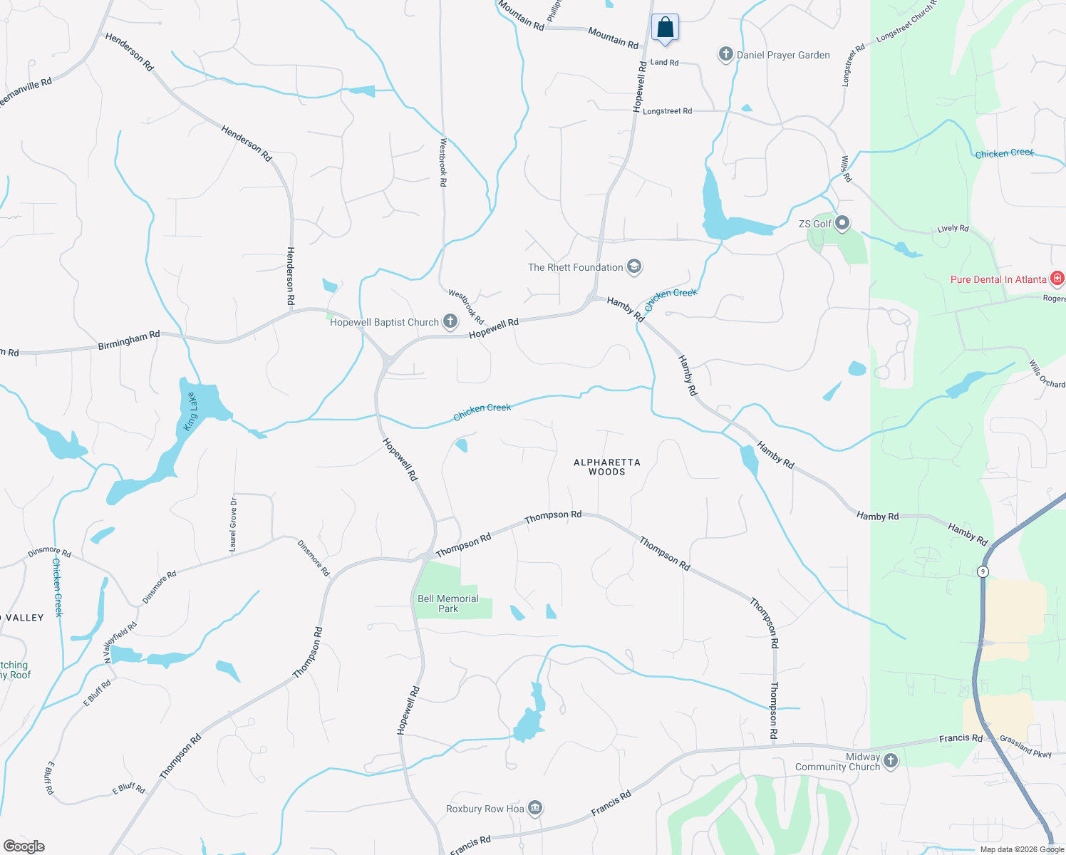 map of restaurants, bars, coffee shops, grocery stores, and more near 210 Orchard Bend Trail in Alpharetta