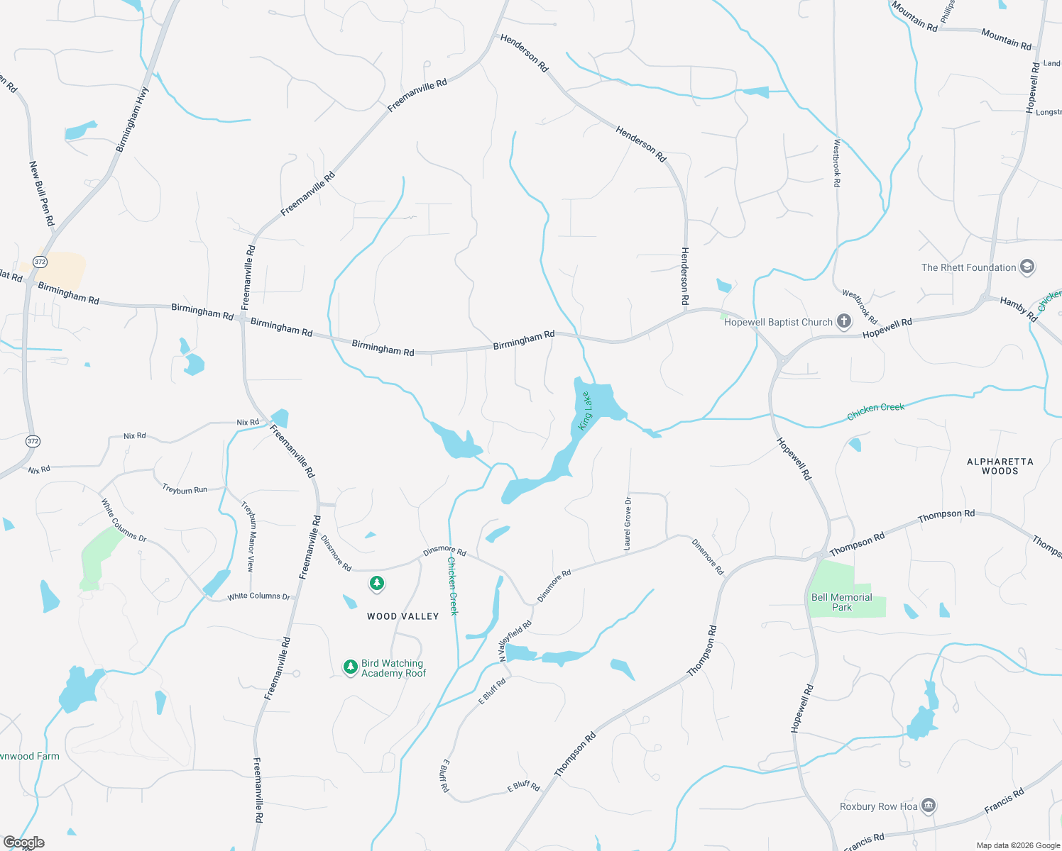 map of restaurants, bars, coffee shops, grocery stores, and more near 15660 Canterbury Chase in Alpharetta