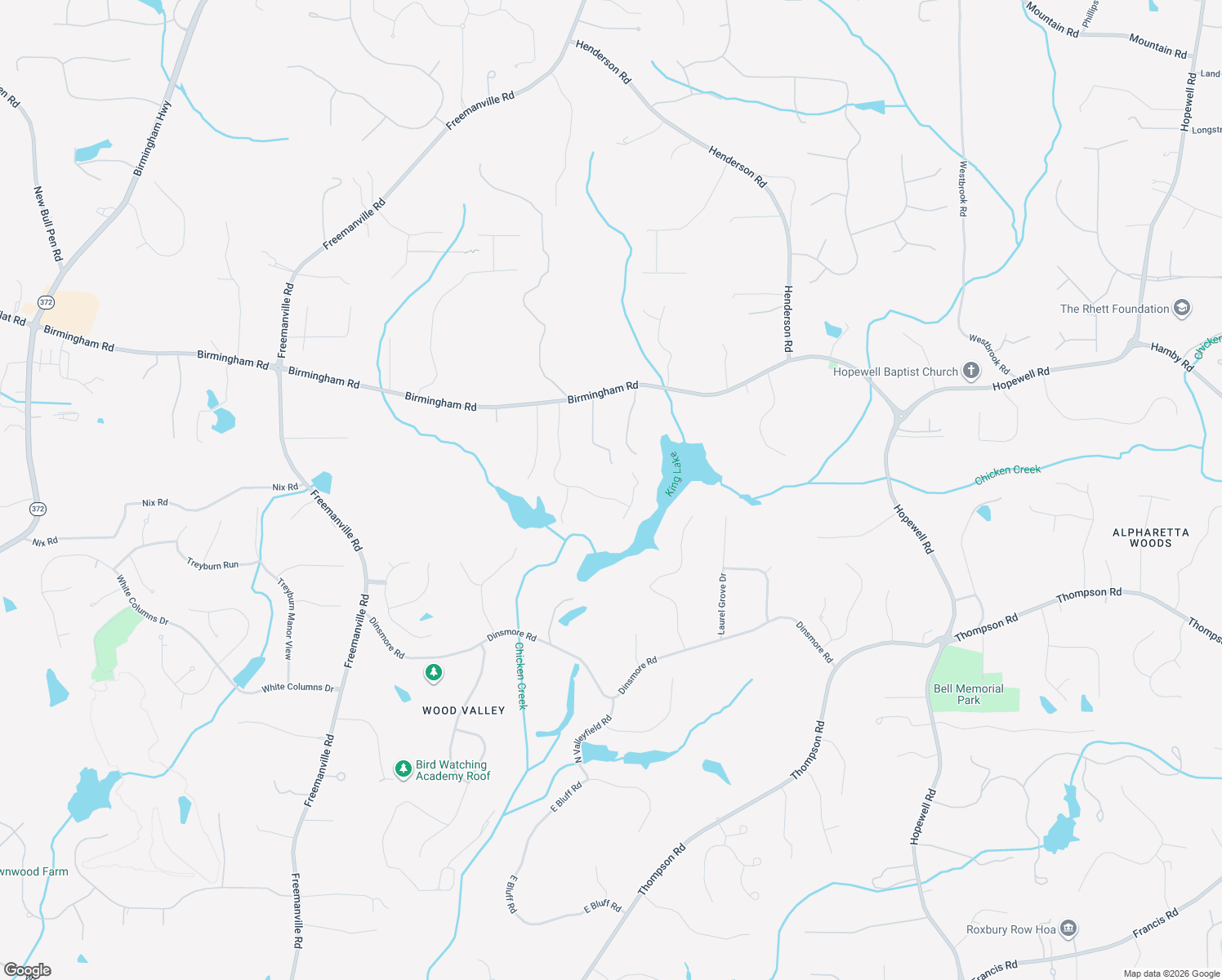 map of restaurants, bars, coffee shops, grocery stores, and more near 15660 Canterbury Chase in Alpharetta