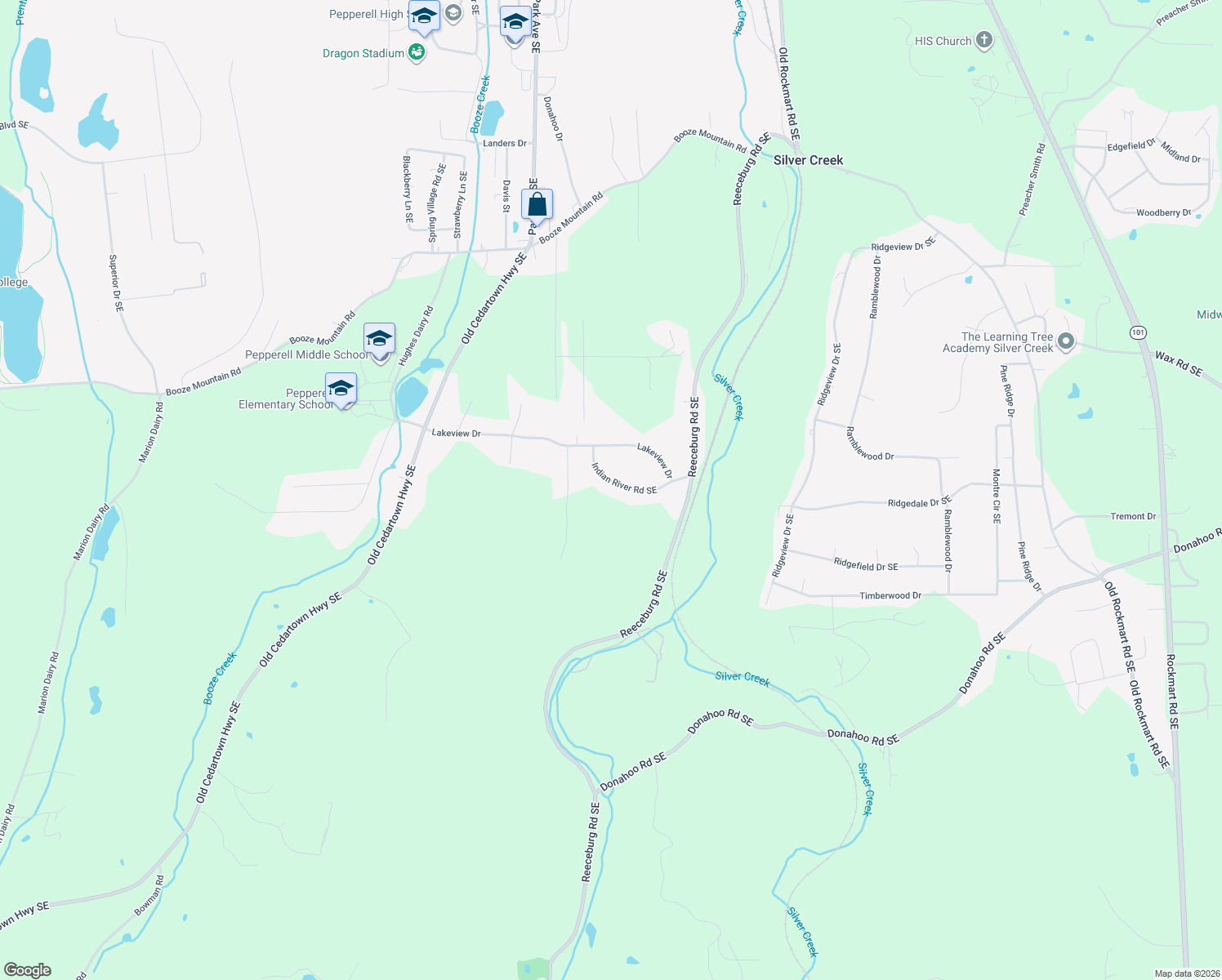 map of restaurants, bars, coffee shops, grocery stores, and more near 10 Indian River Road Southeast in Lindale