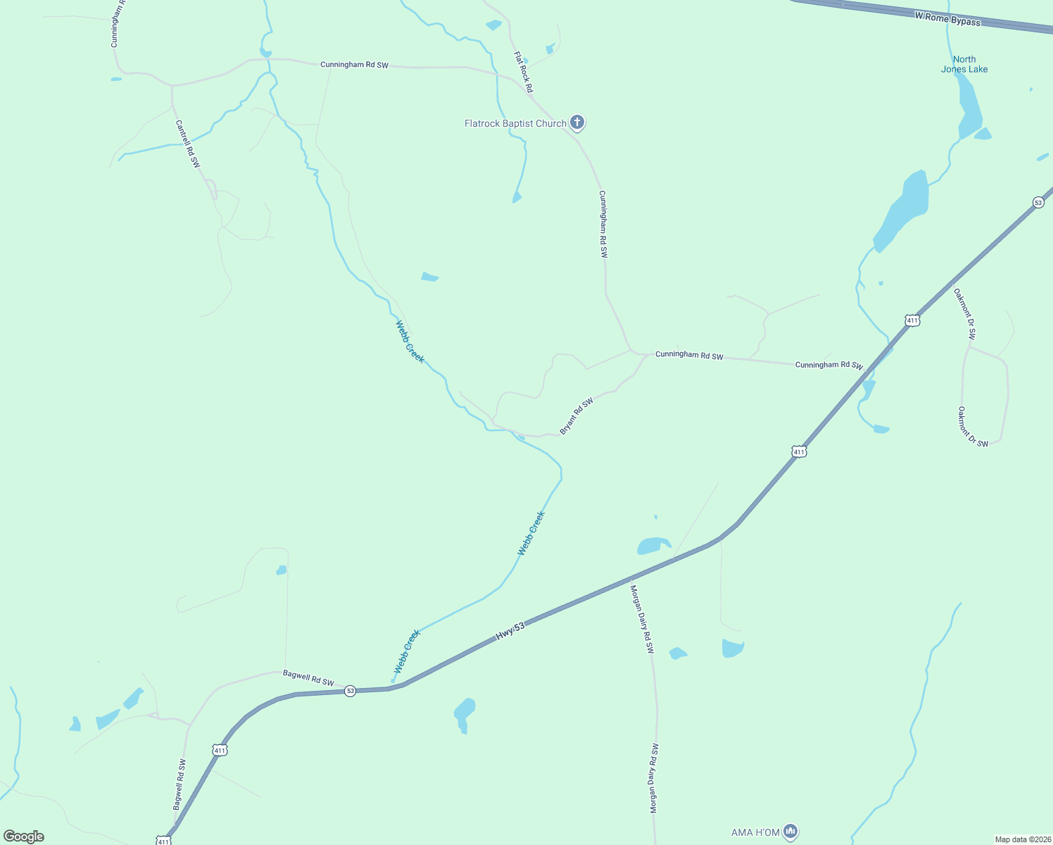 map of restaurants, bars, coffee shops, grocery stores, and more near 837 Bryant Road Southwest in Rome