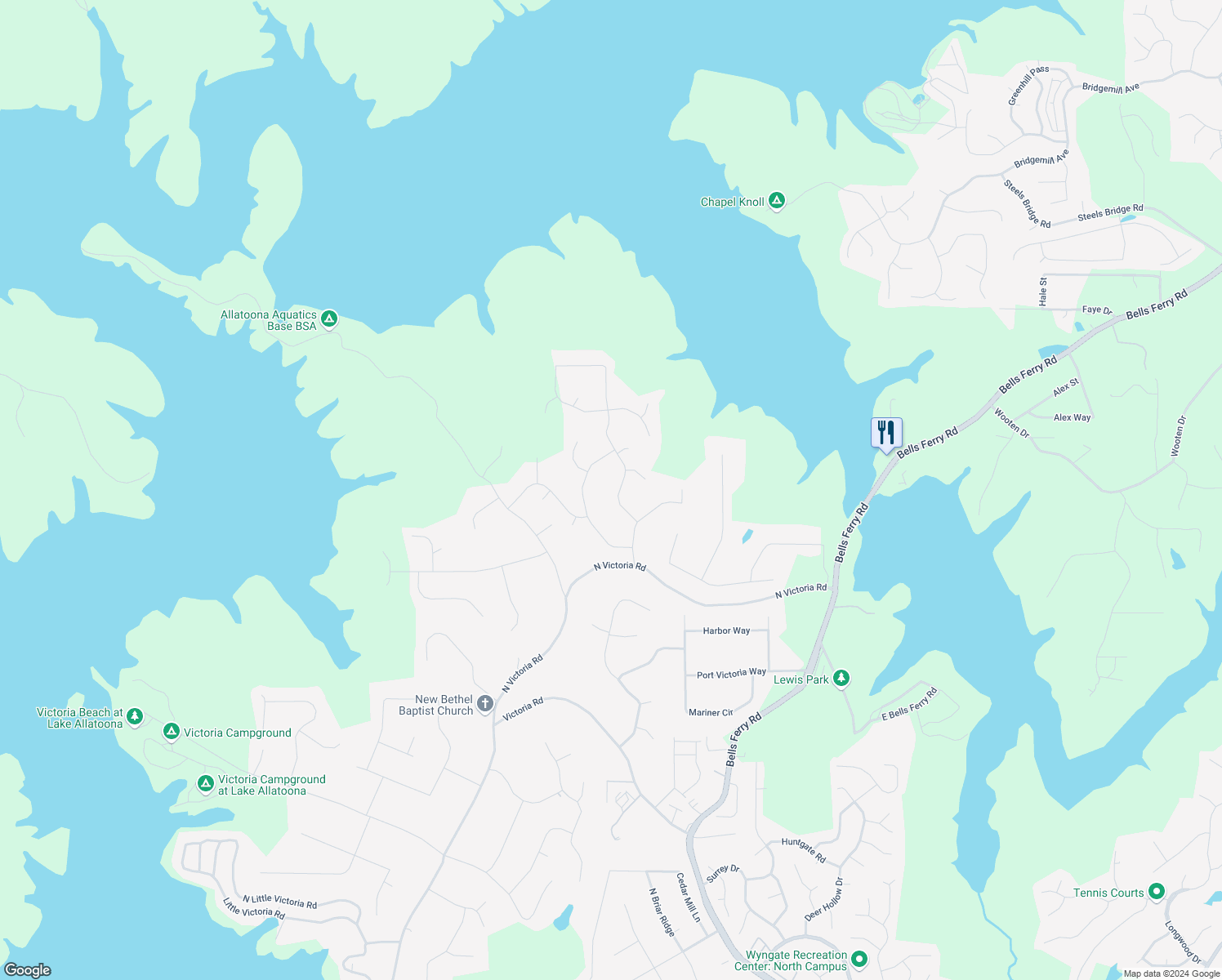 map of restaurants, bars, coffee shops, grocery stores, and more near 1323 Towne Harbor Trail in Woodstock