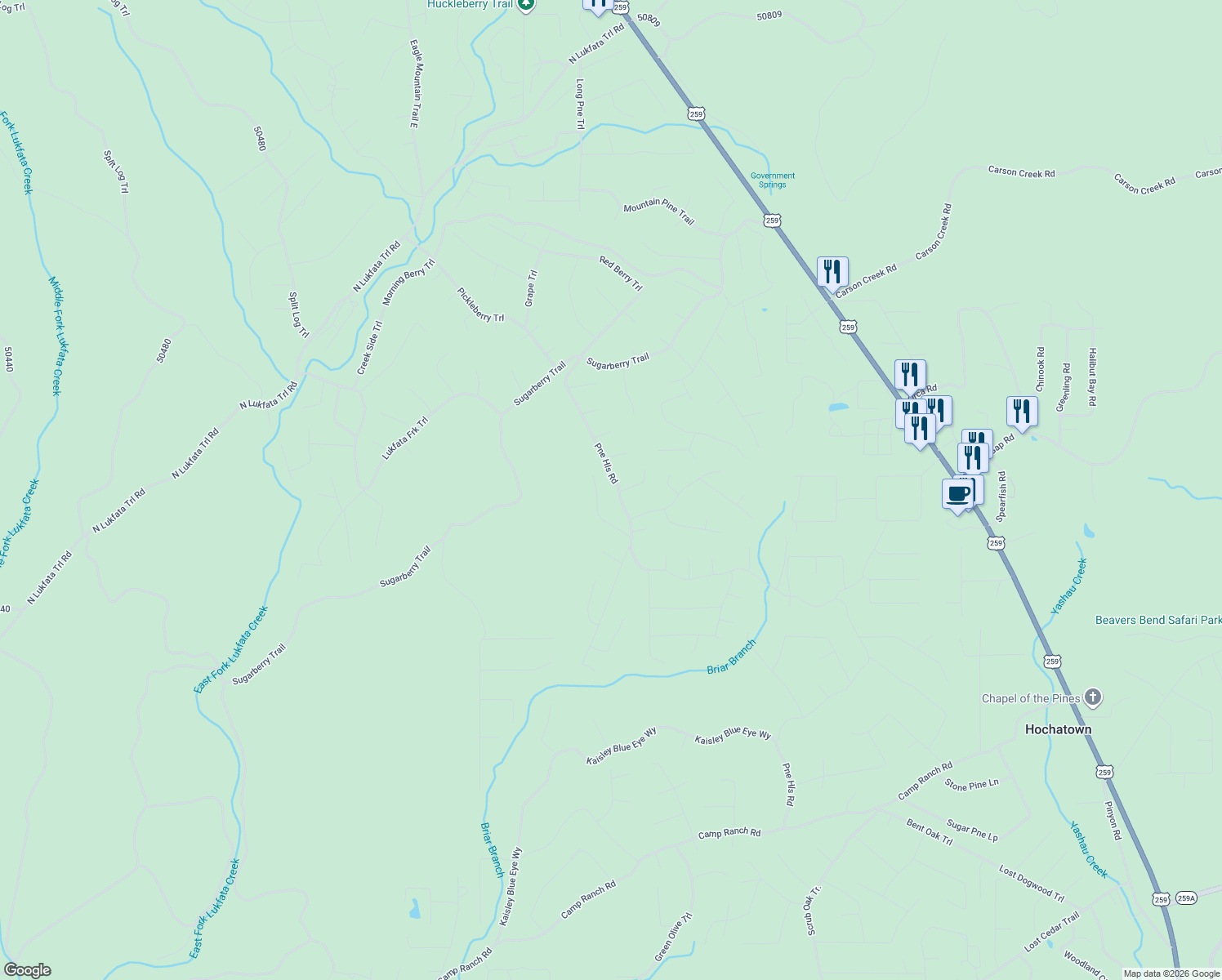map of restaurants, bars, coffee shops, grocery stores, and more near in Broken Bow