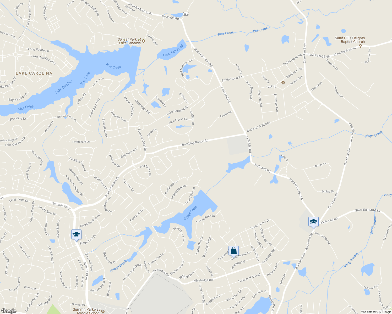 map of restaurants, bars, coffee shops, grocery stores, and more near 101 Honeysuckle Trail in Columbia