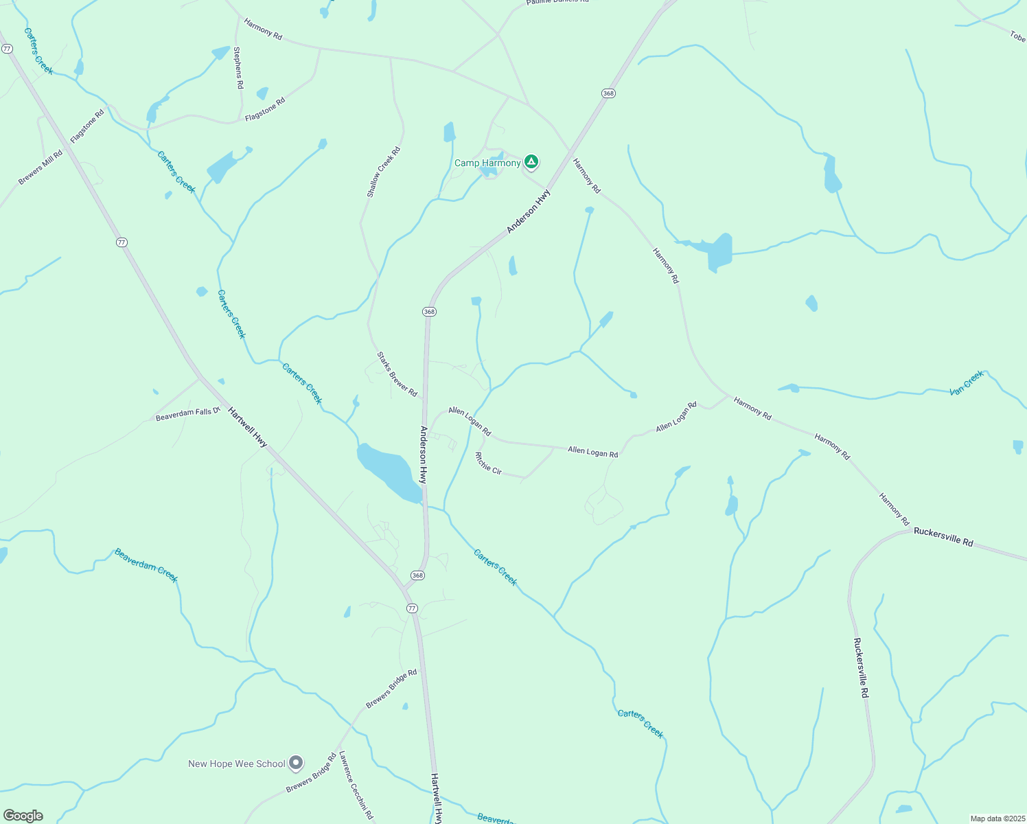 map of restaurants, bars, coffee shops, grocery stores, and more near 1214 Allen Logan Road in Elberton