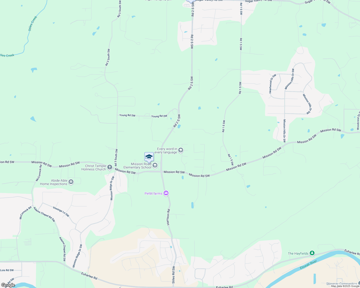 map of restaurants, bars, coffee shops, grocery stores, and more near 41 Bramblewood Drive Southwest in Cartersville