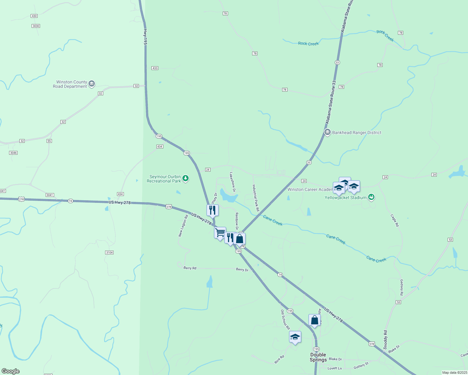 204 Lakeshore Drive, Double Springs AL Walk Score