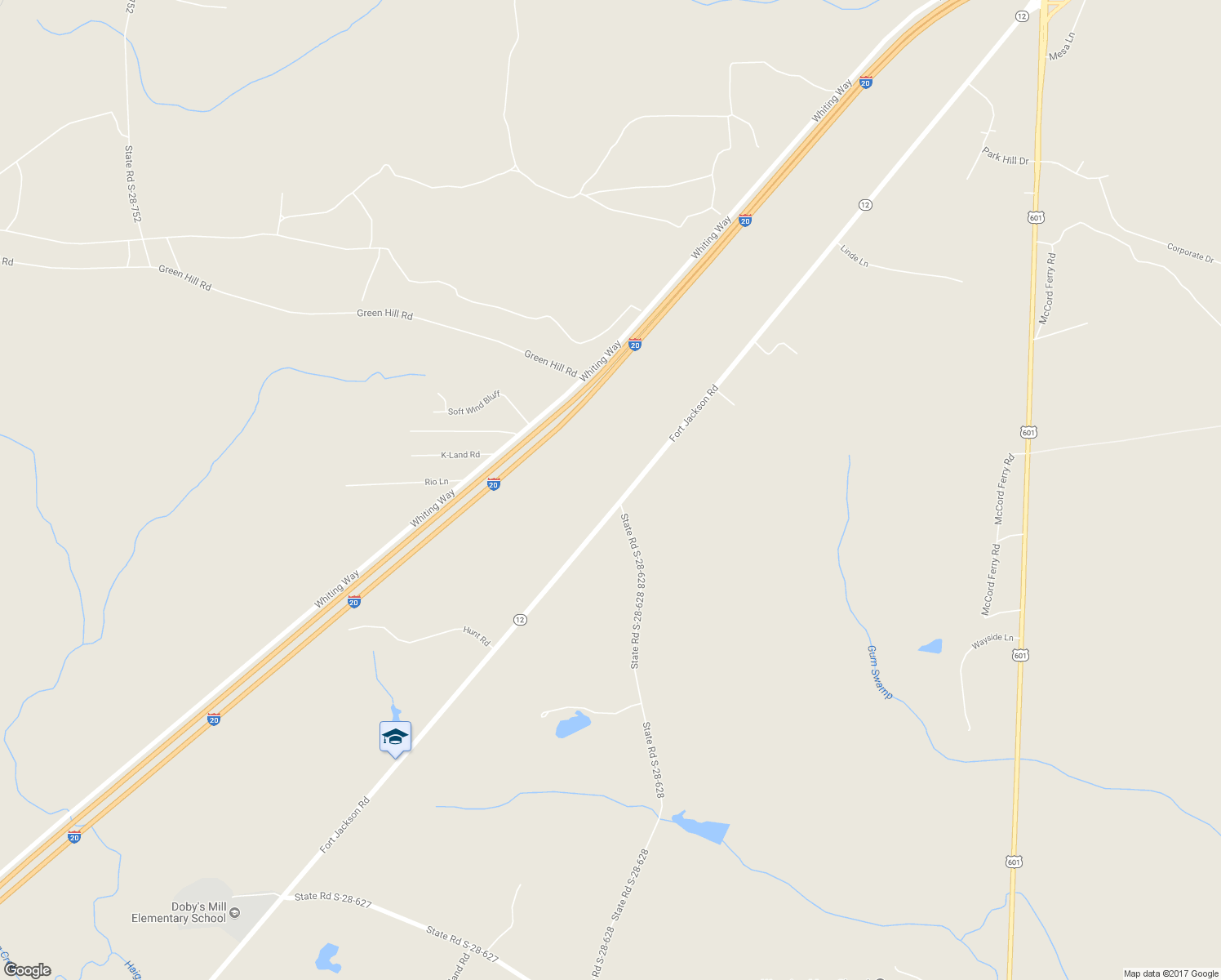 map of restaurants, bars, coffee shops, grocery stores, and more near 1632 Fort Jackson Road in Lugoff