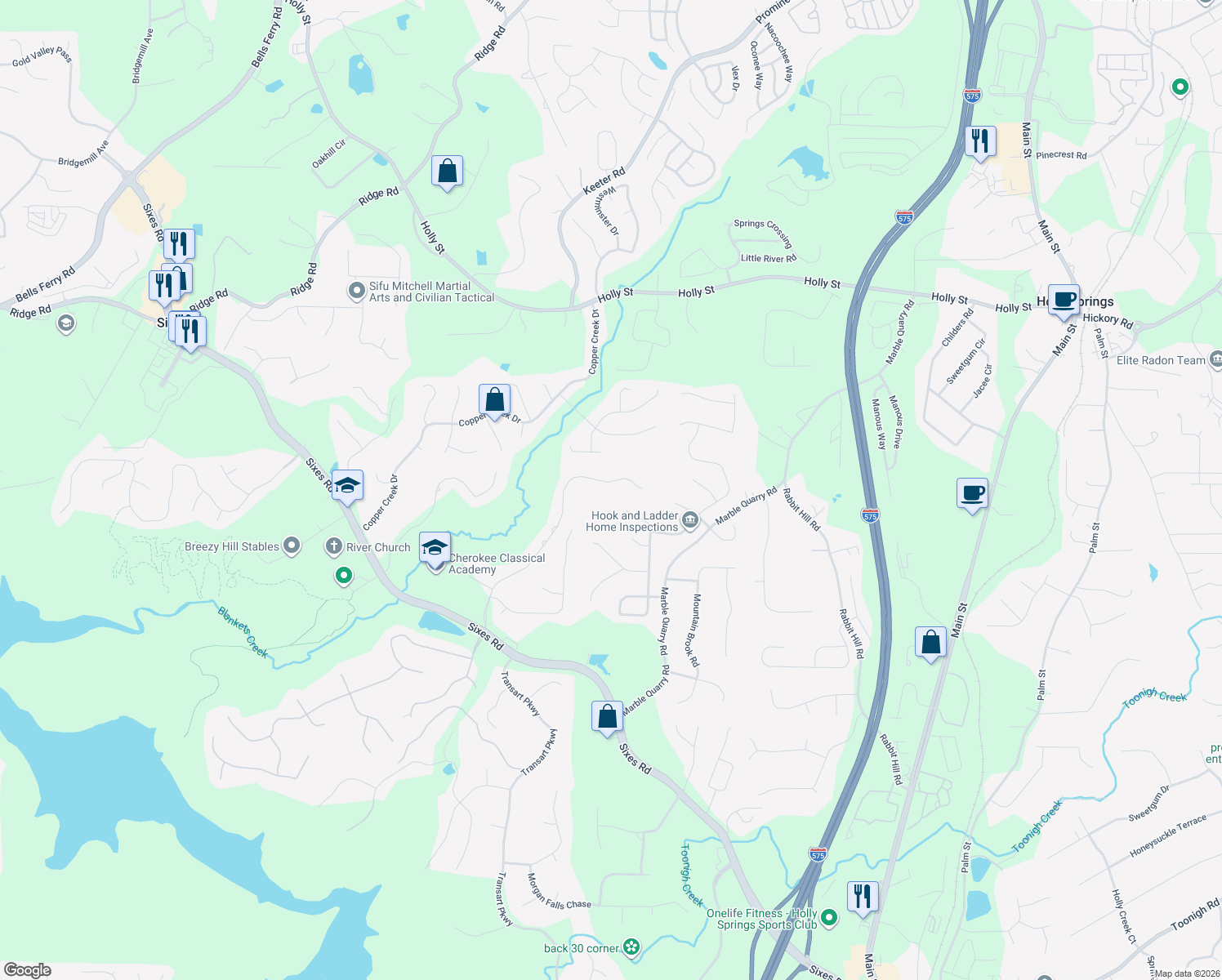 map of restaurants, bars, coffee shops, grocery stores, and more near 780 East Shore Drive in Canton