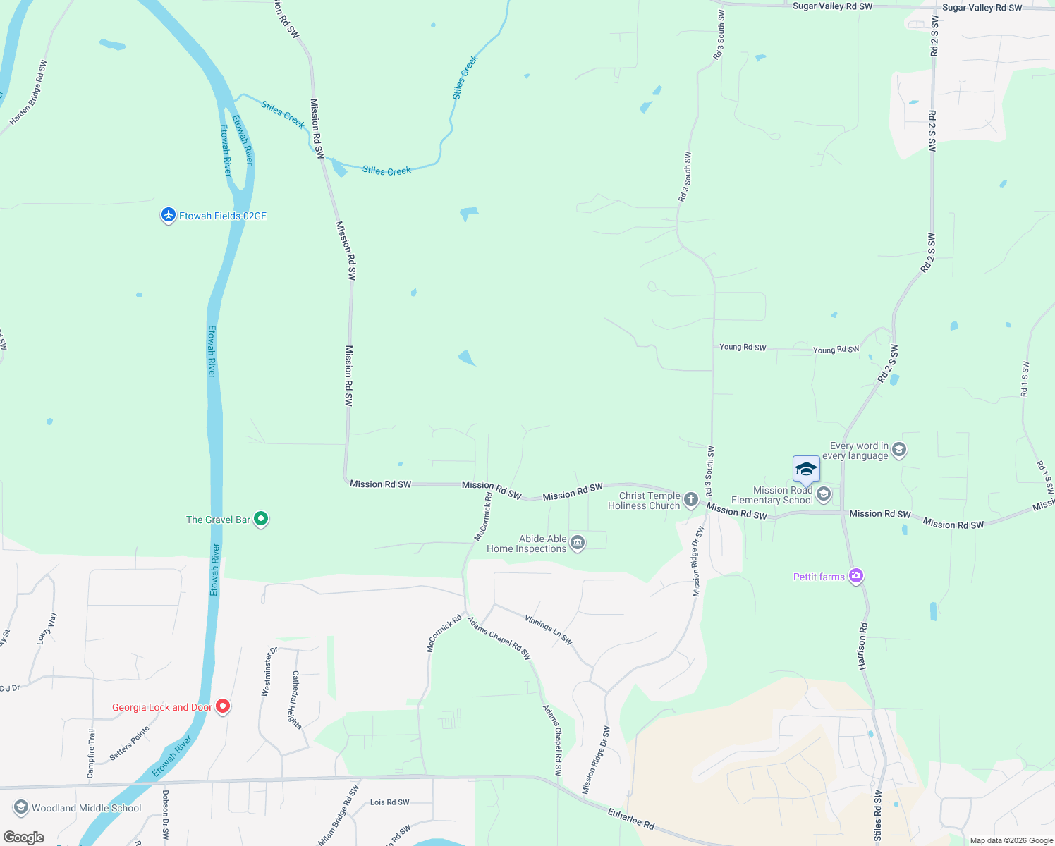 map of restaurants, bars, coffee shops, grocery stores, and more near 10 Bradford Court Southwest in Cartersville