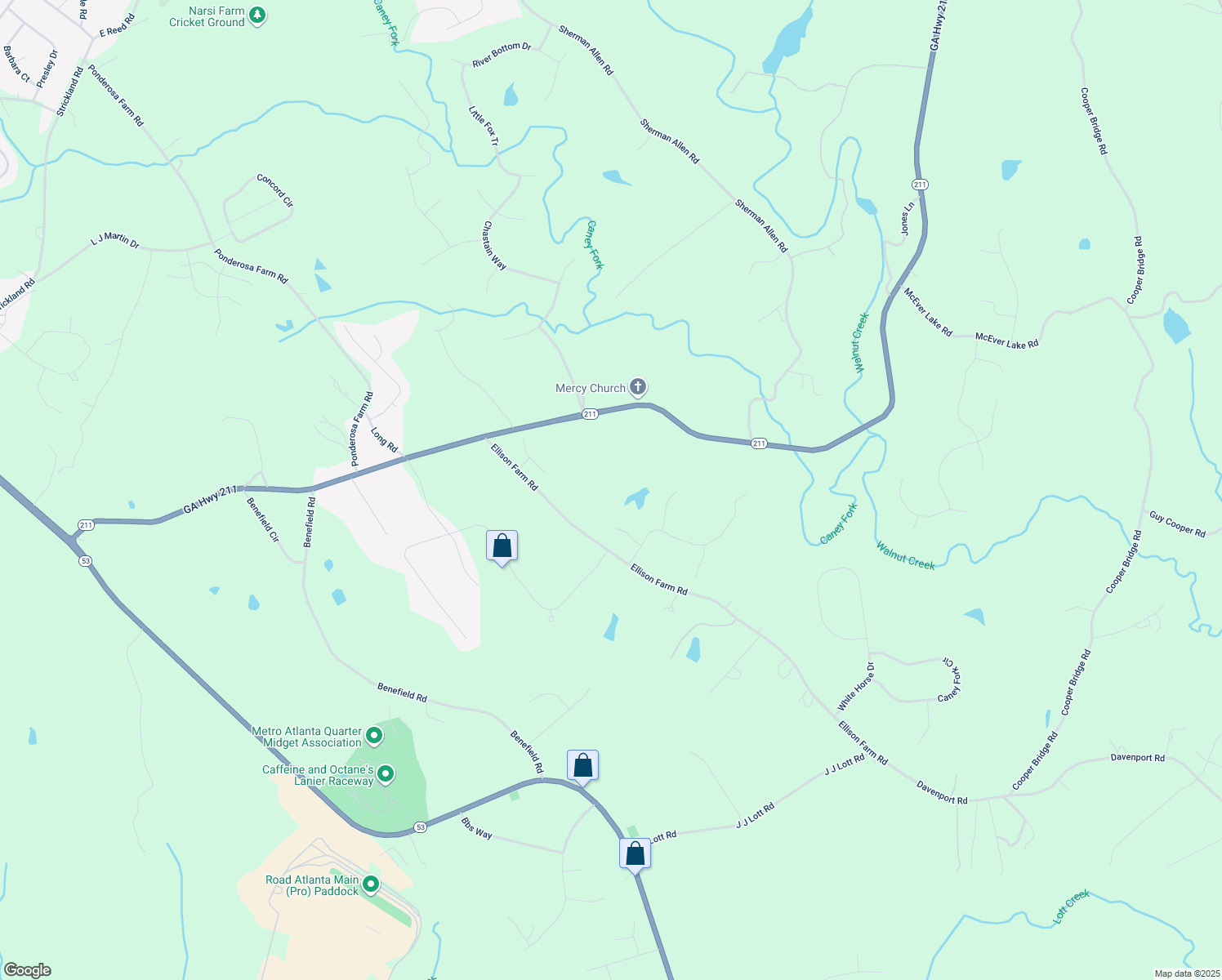 map of restaurants, bars, coffee shops, grocery stores, and more near 4013 Ellison Farm Road in Braselton