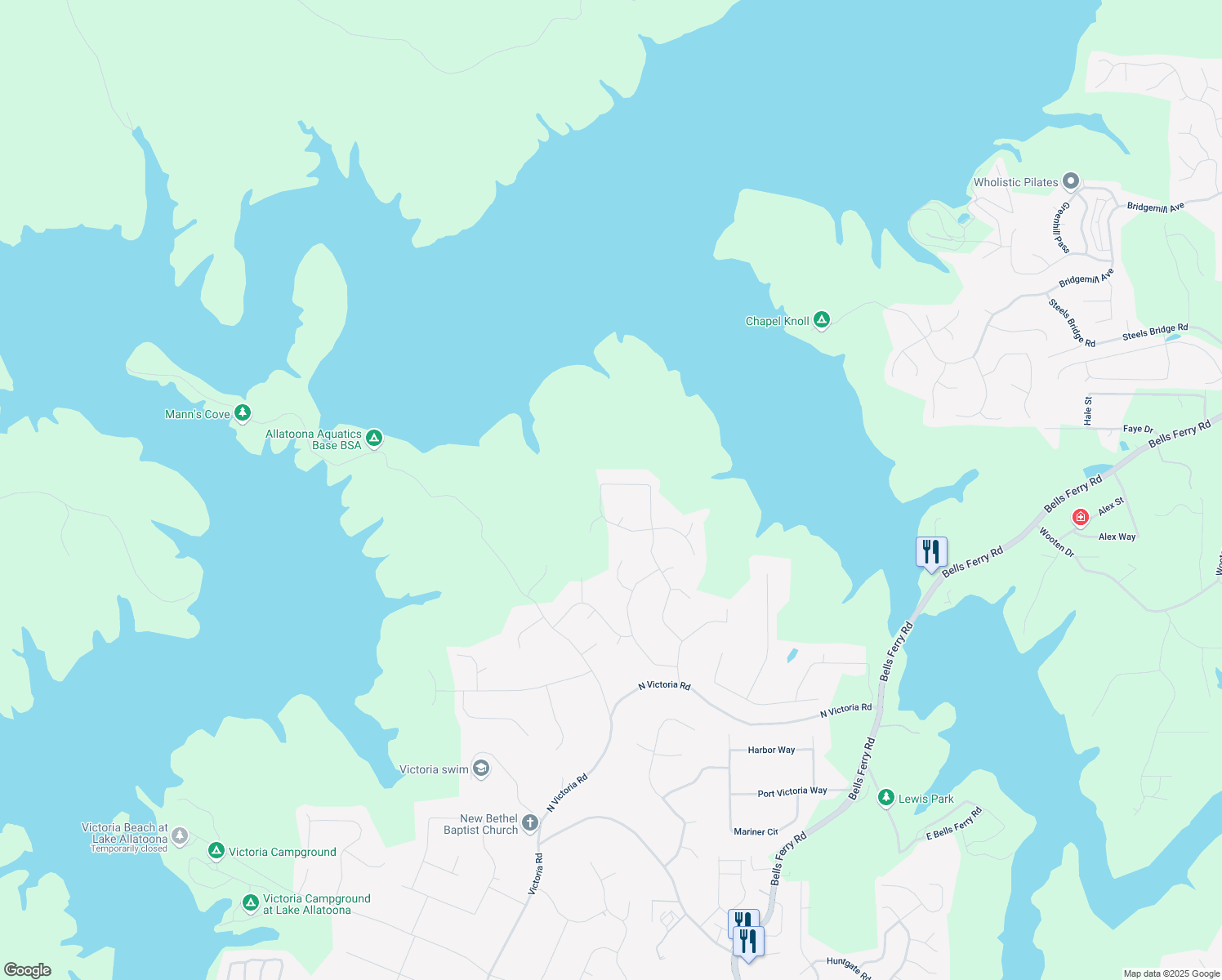 map of restaurants, bars, coffee shops, grocery stores, and more near 1417 Towne Harbor Lane in Woodstock