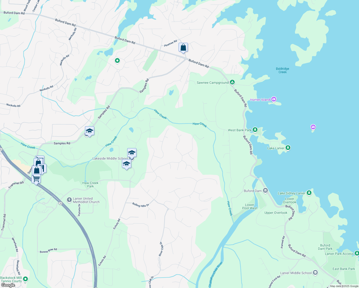 map of restaurants, bars, coffee shops, grocery stores, and more near 5030 Princeton Trce in Cumming