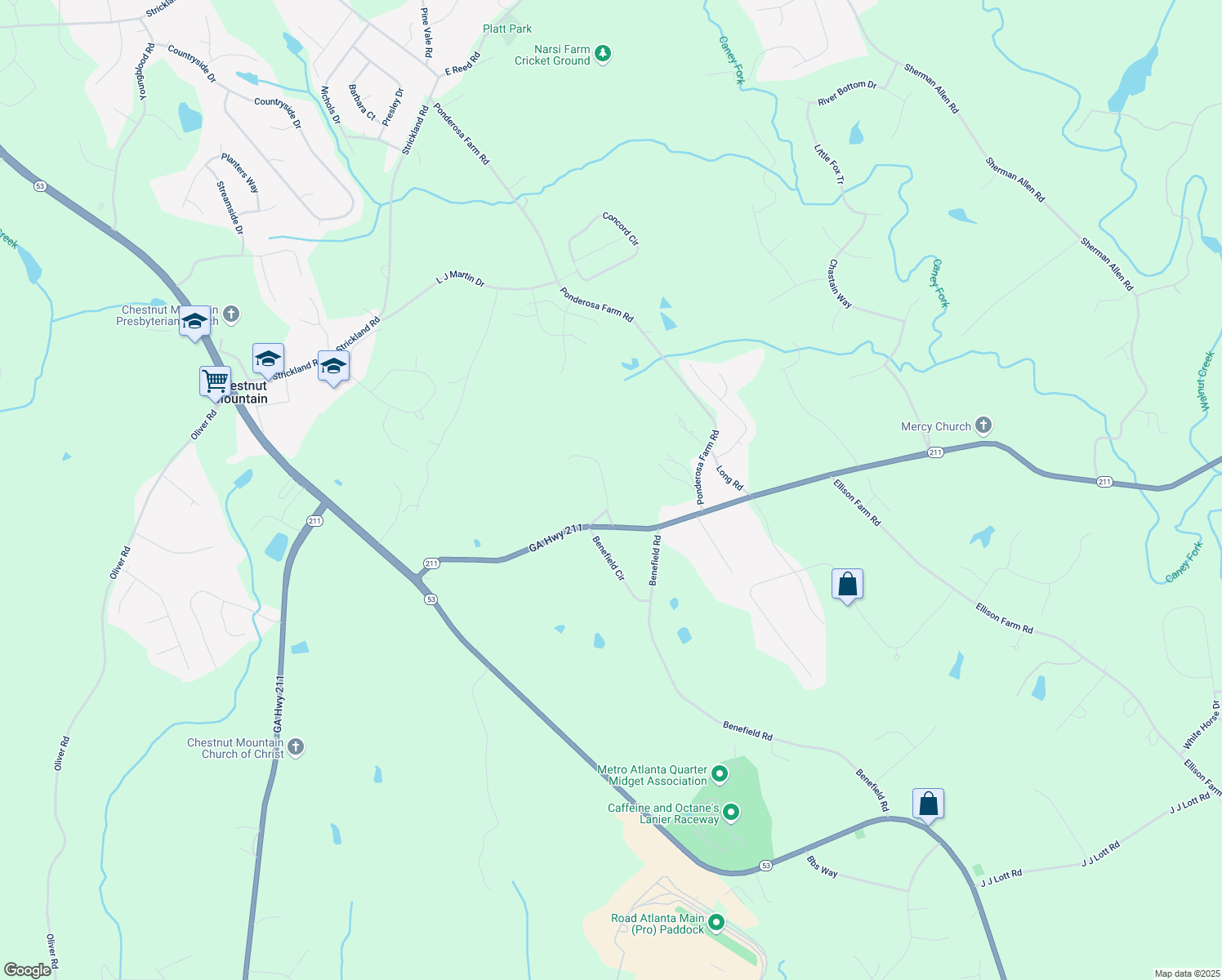 map of restaurants, bars, coffee shops, grocery stores, and more near 4334 Todd Road in Braselton