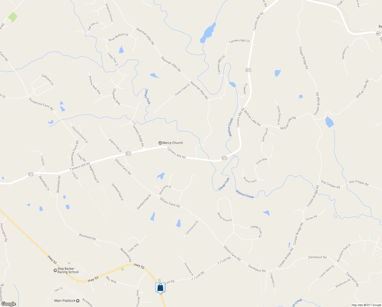 map of restaurants, bars, coffee shops, grocery stores, and more near 3716 Tanners Mill Road in Gainesville