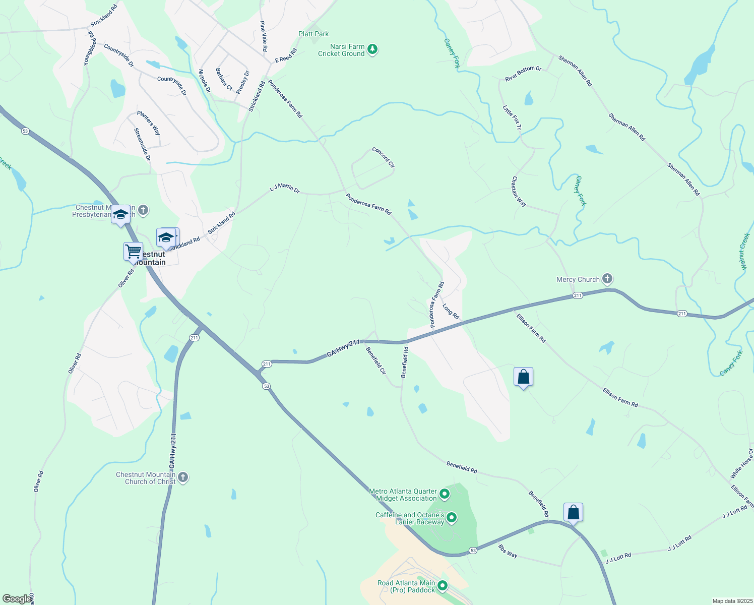 map of restaurants, bars, coffee shops, grocery stores, and more near 4364 Todd Road in Braselton