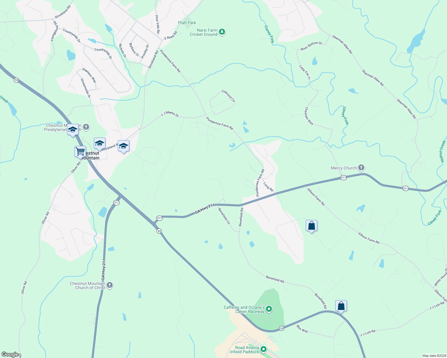 map of restaurants, bars, coffee shops, grocery stores, and more near 4364 Todd Road in Braselton