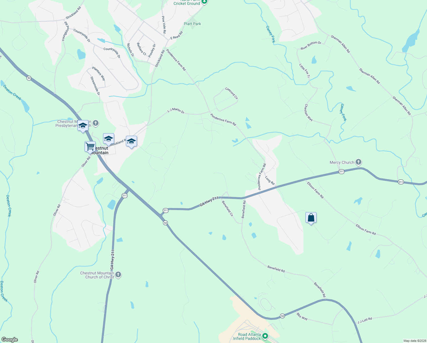 map of restaurants, bars, coffee shops, grocery stores, and more near 4384 Todd Road in Braselton