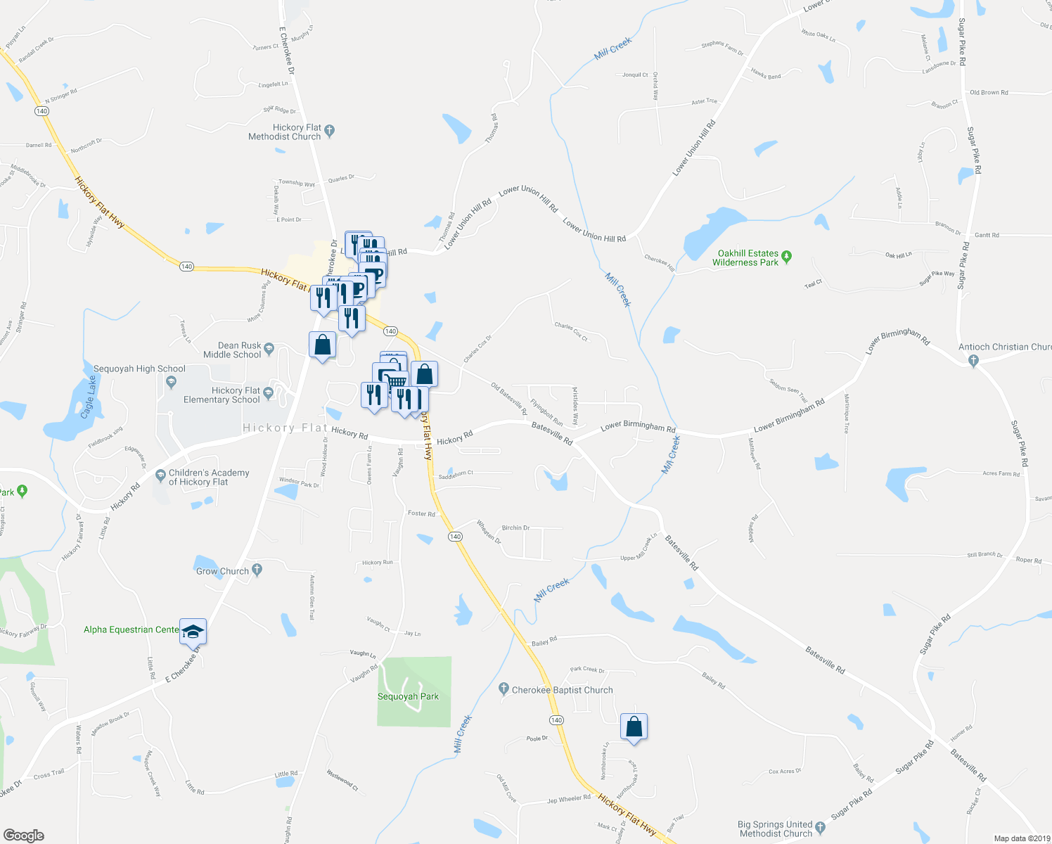 map of restaurants, bars, coffee shops, grocery stores, and more near 942 Batesville Road in Canton