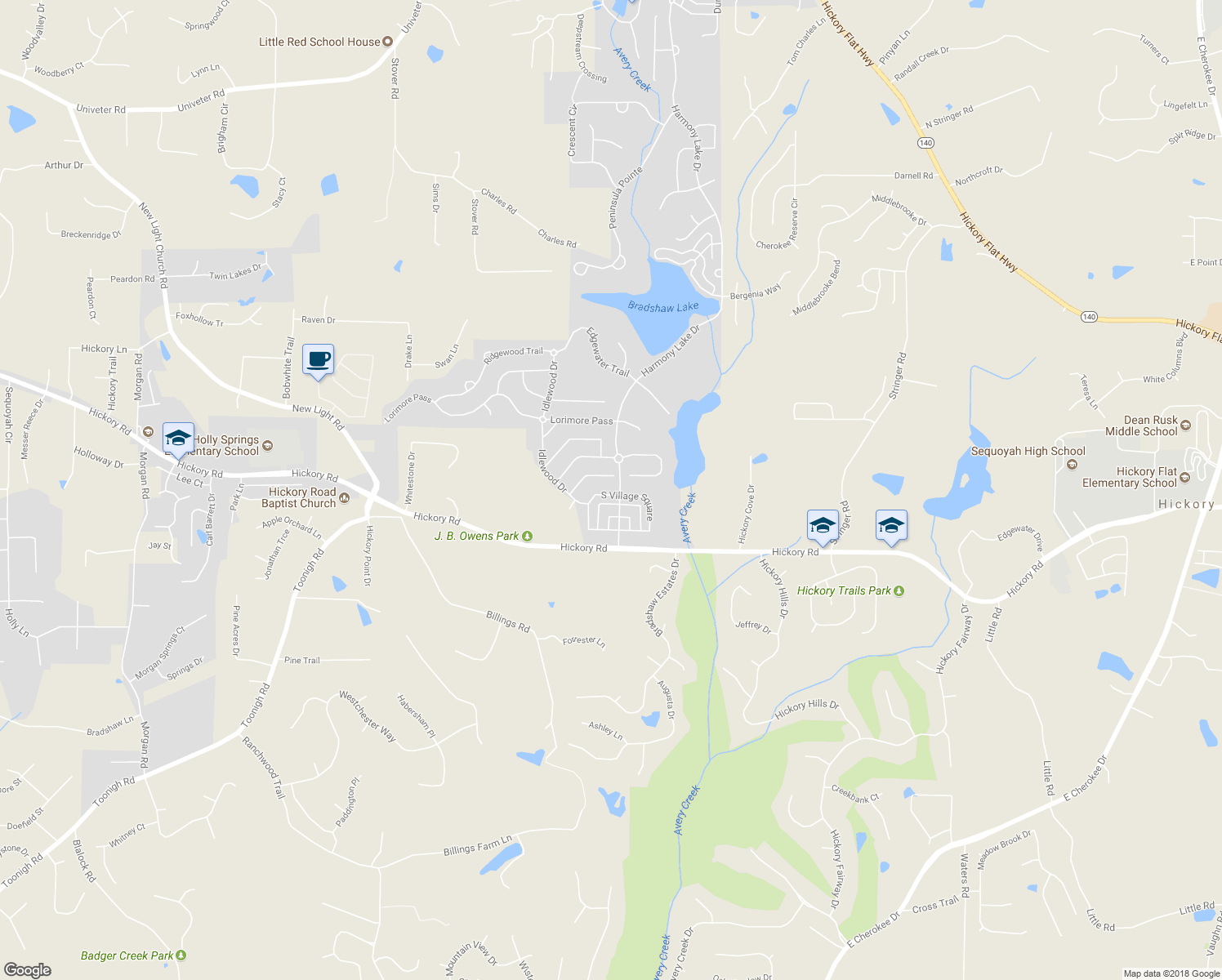 map of restaurants, bars, coffee shops, grocery stores, and more near 268 South Village Square in Canton