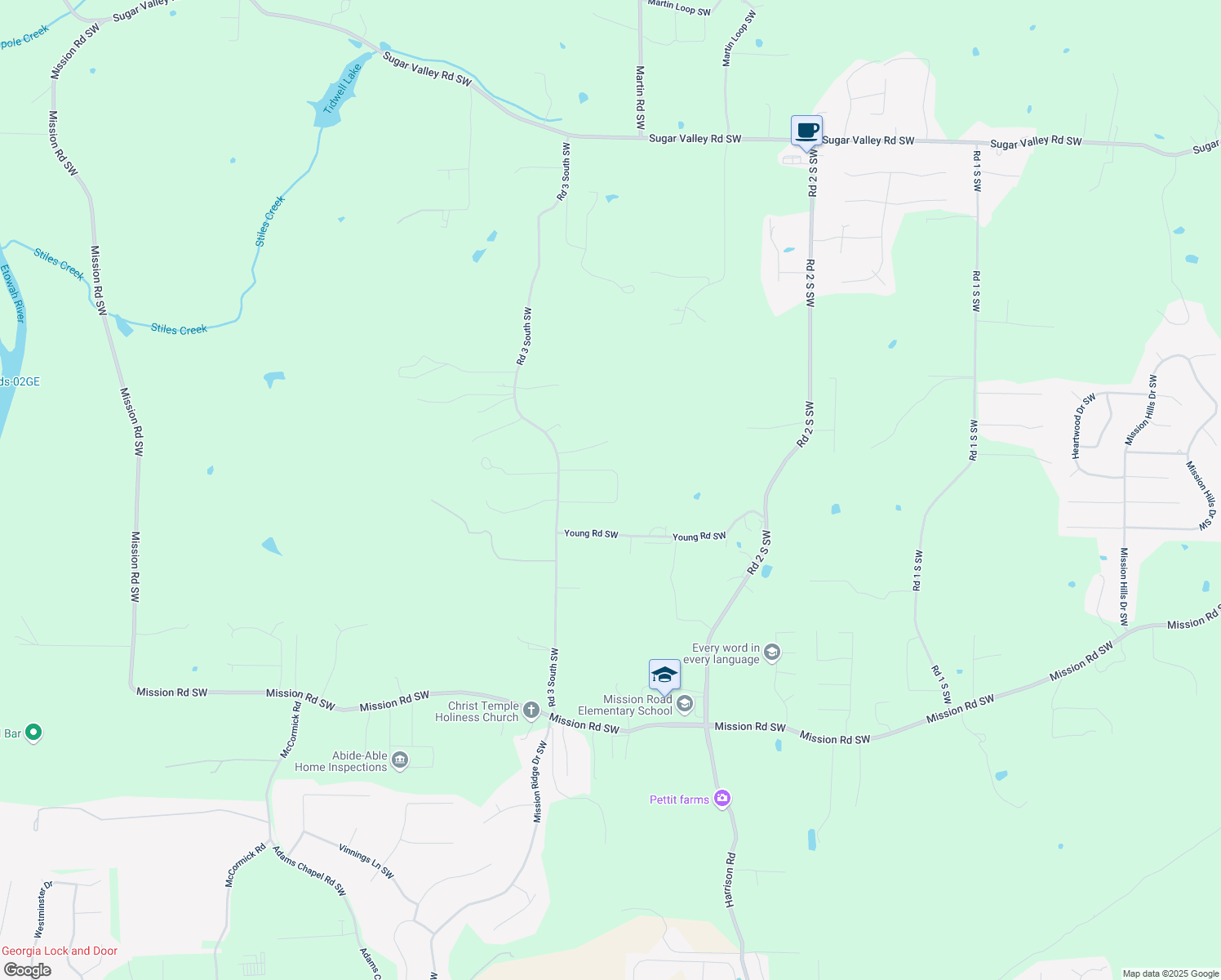 map of restaurants, bars, coffee shops, grocery stores, and more near 32 Brent Circle Southwest in Cartersville