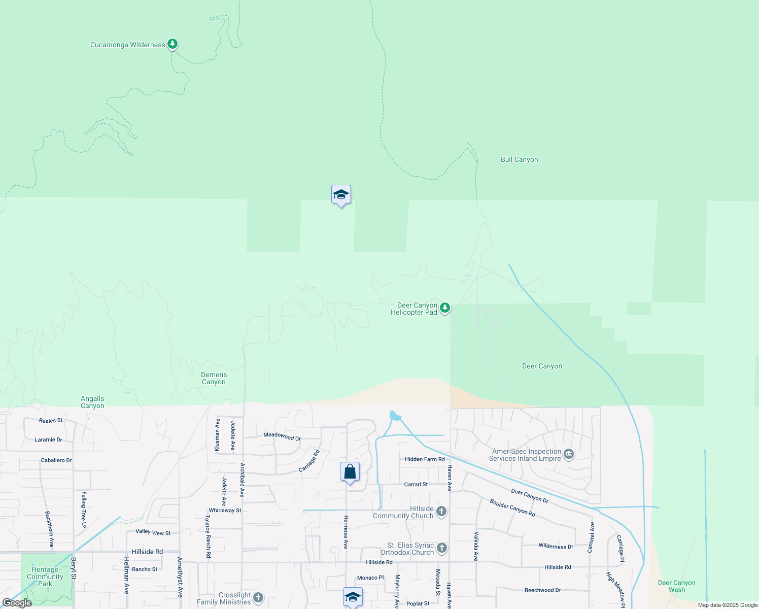map of restaurants, bars, coffee shops, grocery stores, and more near Snowdrop Road in Rancho Cucamonga