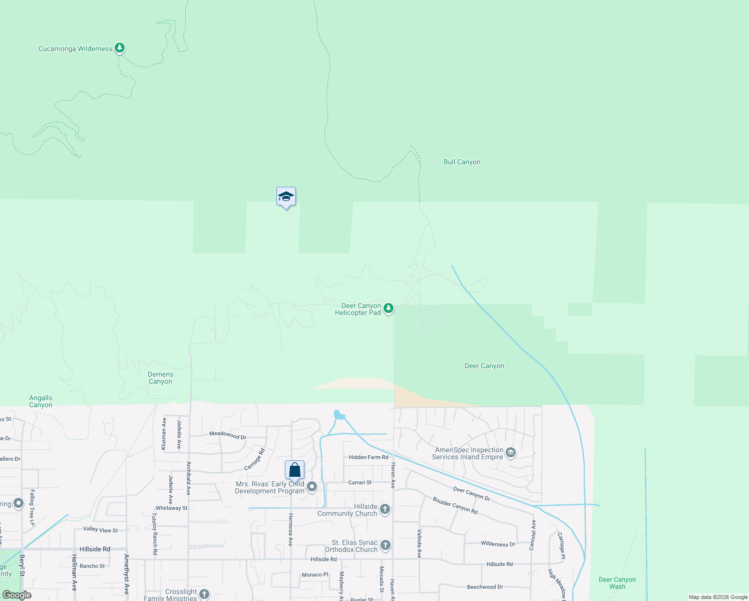 map of restaurants, bars, coffee shops, grocery stores, and more near 10448 Snowdrop Road in Rancho Cucamonga