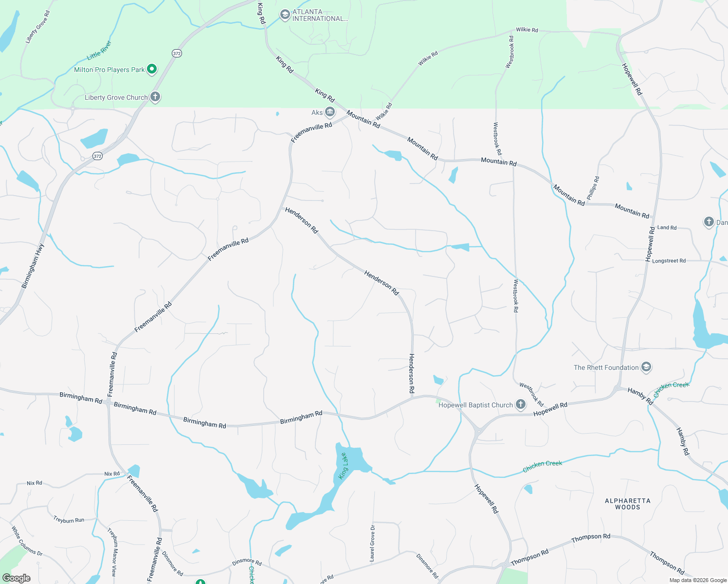 map of restaurants, bars, coffee shops, grocery stores, and more near 16070 Henderson Heights Drive in Alpharetta