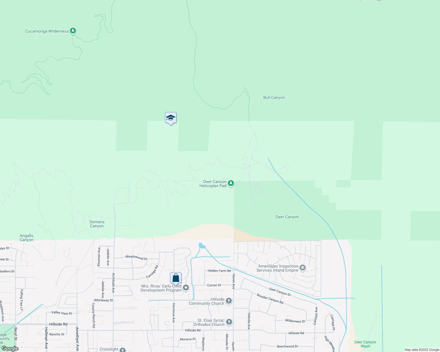 map of restaurants, bars, coffee shops, grocery stores, and more near Snowdrop Road in Rancho Cucamonga