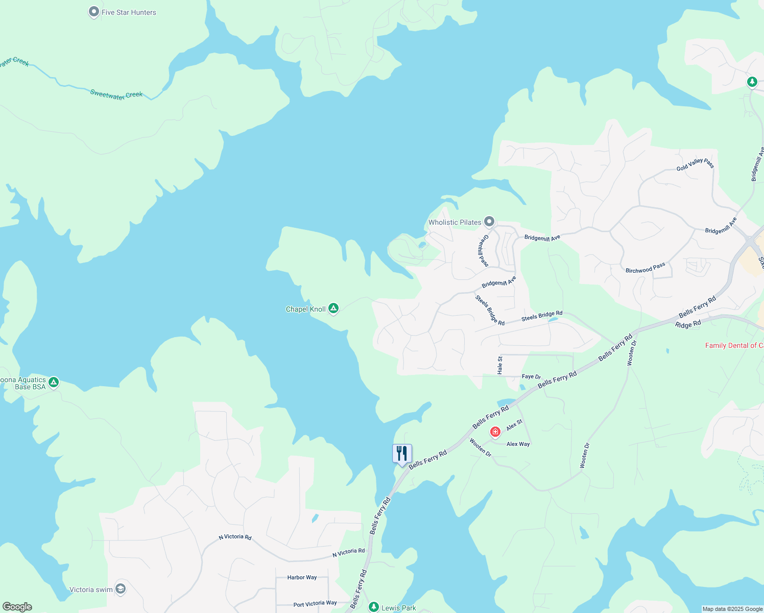 map of restaurants, bars, coffee shops, grocery stores, and more near 914 Bridge Mill Avenue in Canton