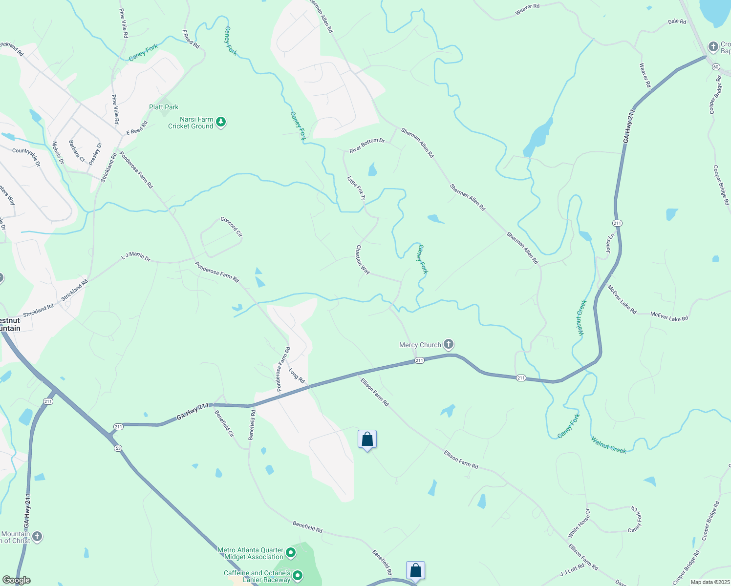 map of restaurants, bars, coffee shops, grocery stores, and more near 5259 Red Hawk Drive in Gainesville