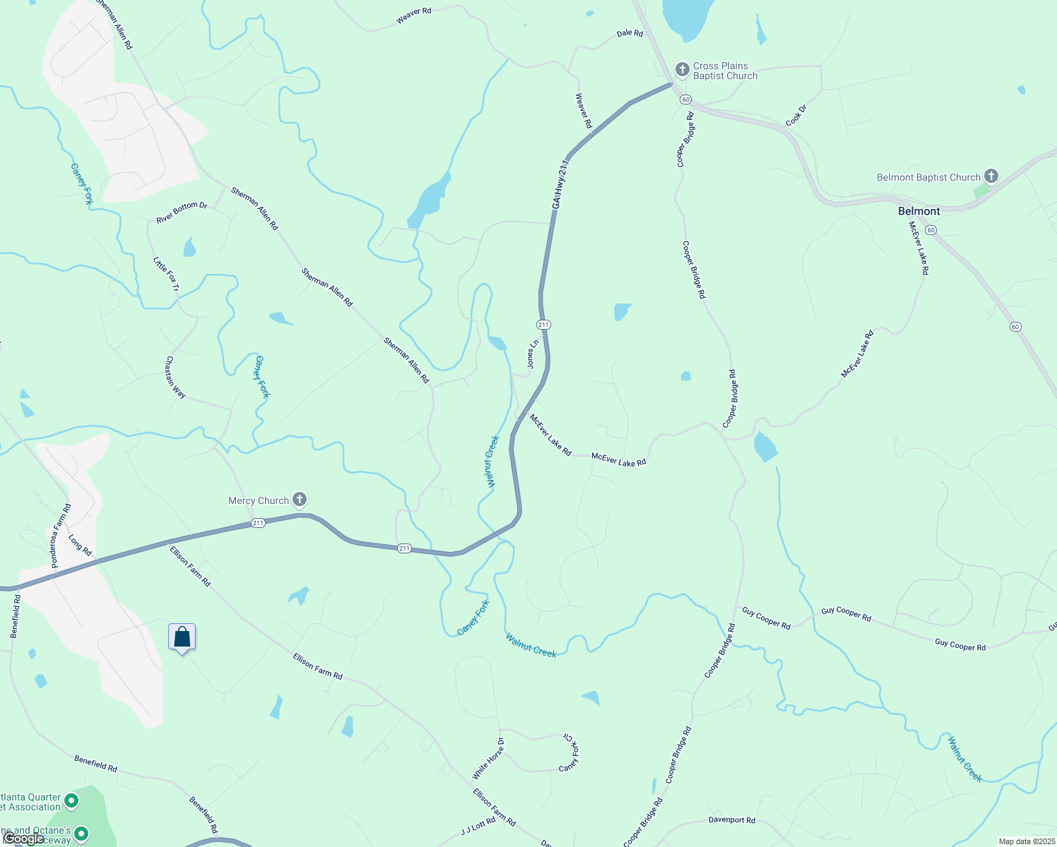map of restaurants, bars, coffee shops, grocery stores, and more near 3511 Tanners Mill Road in Gainesville
