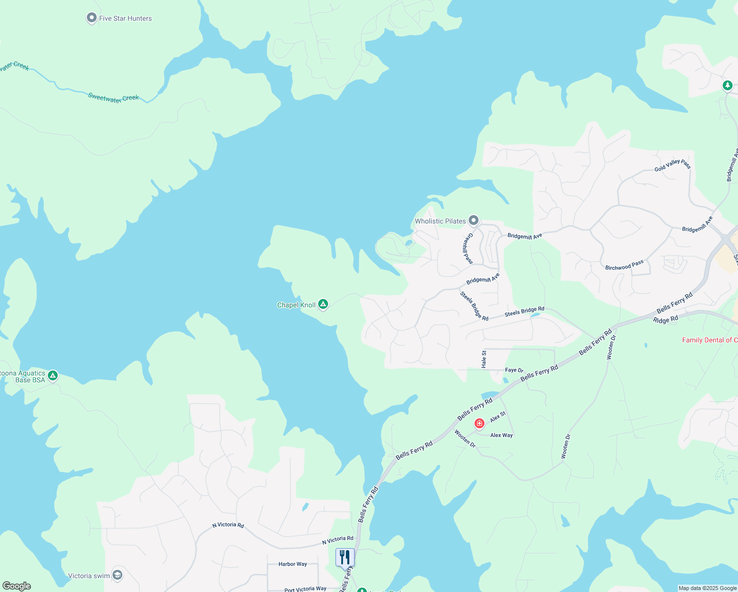 map of restaurants, bars, coffee shops, grocery stores, and more near 914 Bridge Mill Avenue in Canton